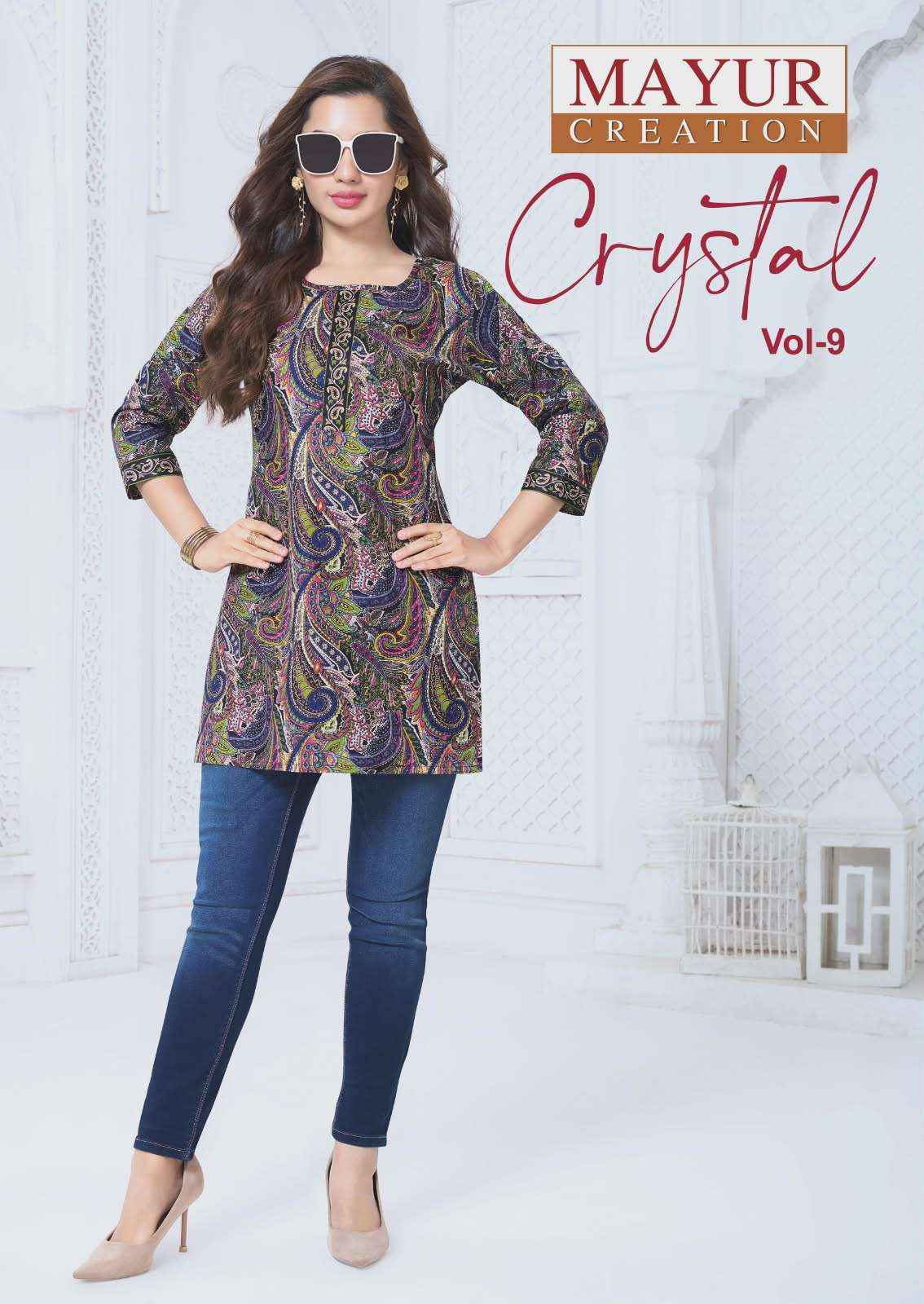 Mayur Creation Crystal Vol 9 Poplin Cotton Tunic Top Wholesale Rate ( 12 Pcs Catalog )