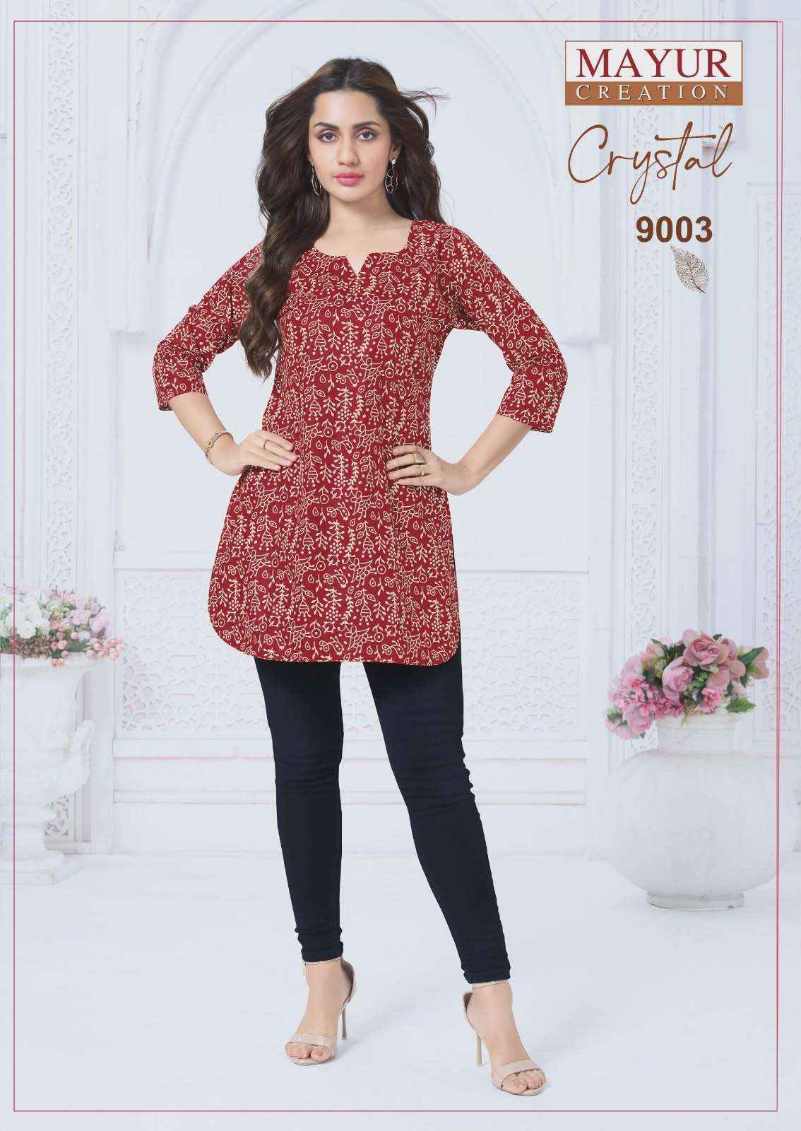 Mayur Creation Crystal Vol 9 Poplin Cotton Tunic Top Wholesale Rate ( 12 Pcs Catalog )