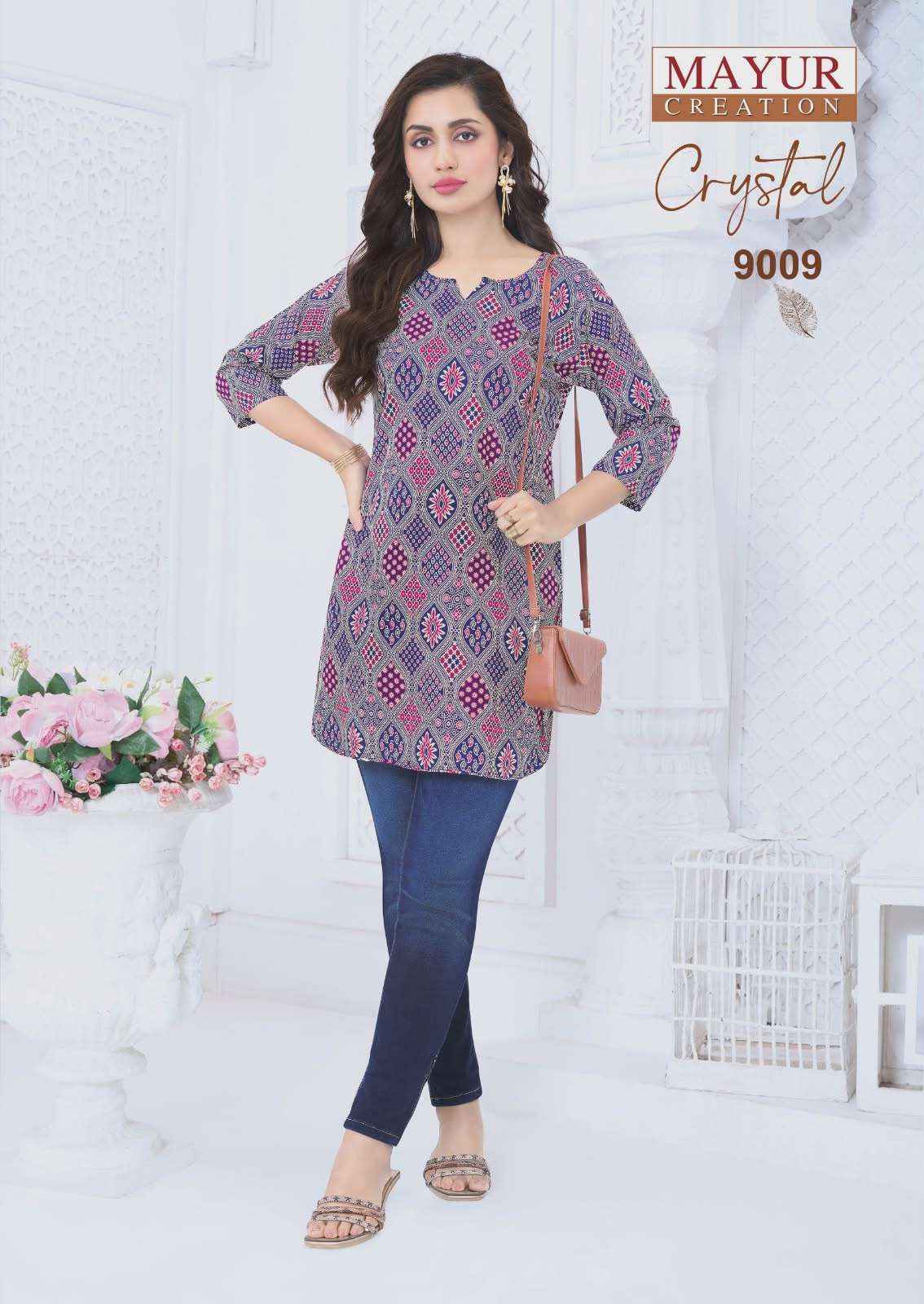 Mayur Creation Crystal Vol 9 Poplin Cotton Tunic Top Wholesale Rate ( 12 Pcs Catalog )