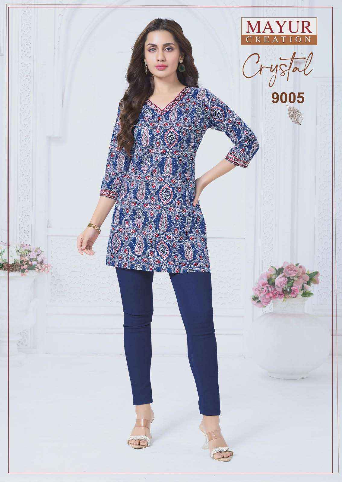 Mayur Creation Crystal Vol 9 Poplin Cotton Tunic Top Wholesale Rate ( 12 Pcs Catalog )