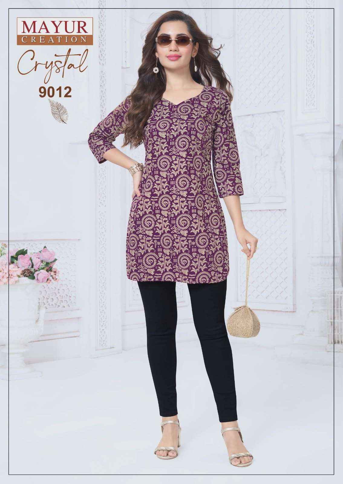 Mayur Creation Crystal Vol 9 Poplin Cotton Tunic Top Wholesale Rate ( 12 Pcs Catalog )