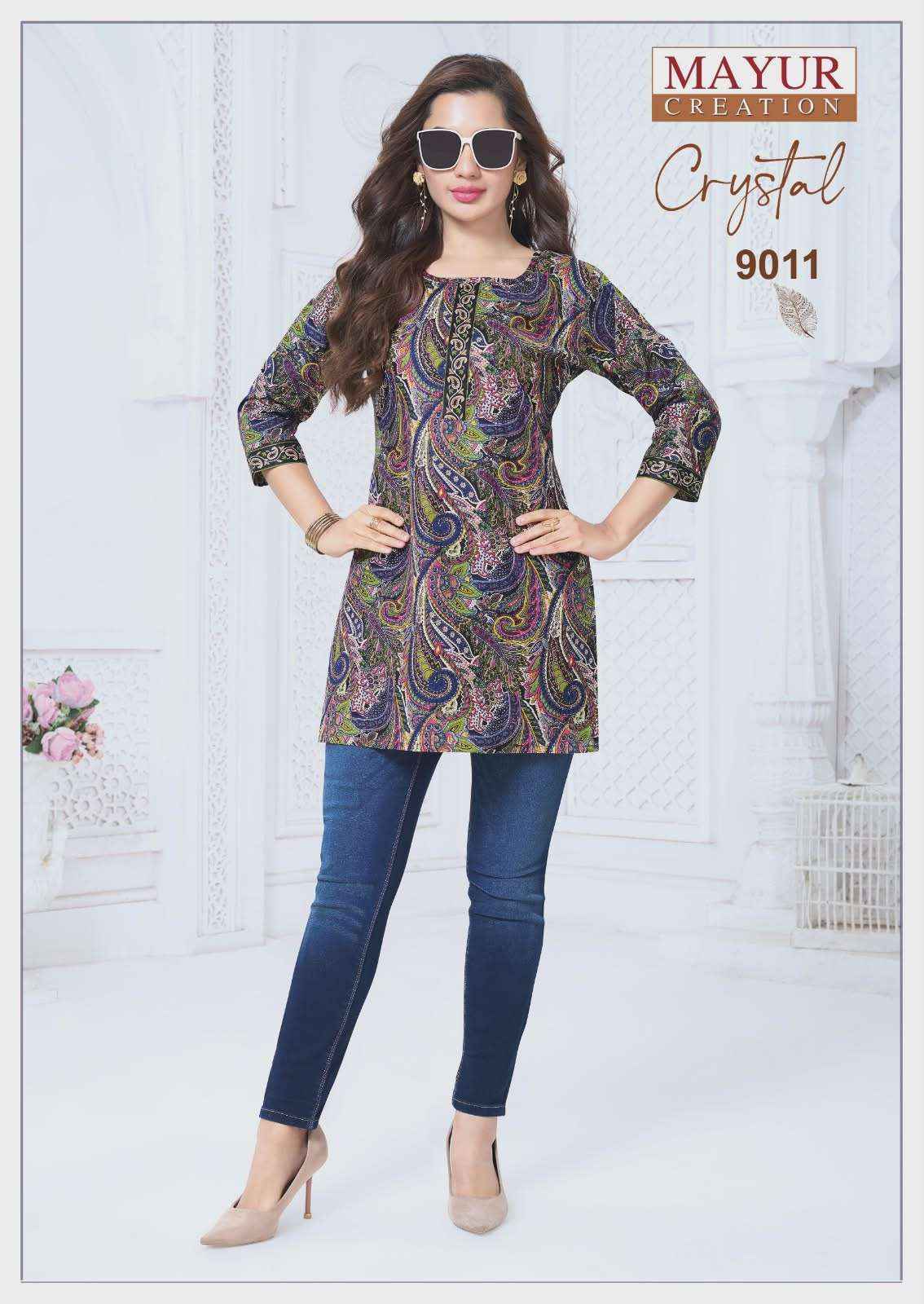 Mayur Creation Crystal Vol 9 Poplin Cotton Tunic Top Wholesale Rate ( 12 Pcs Catalog )