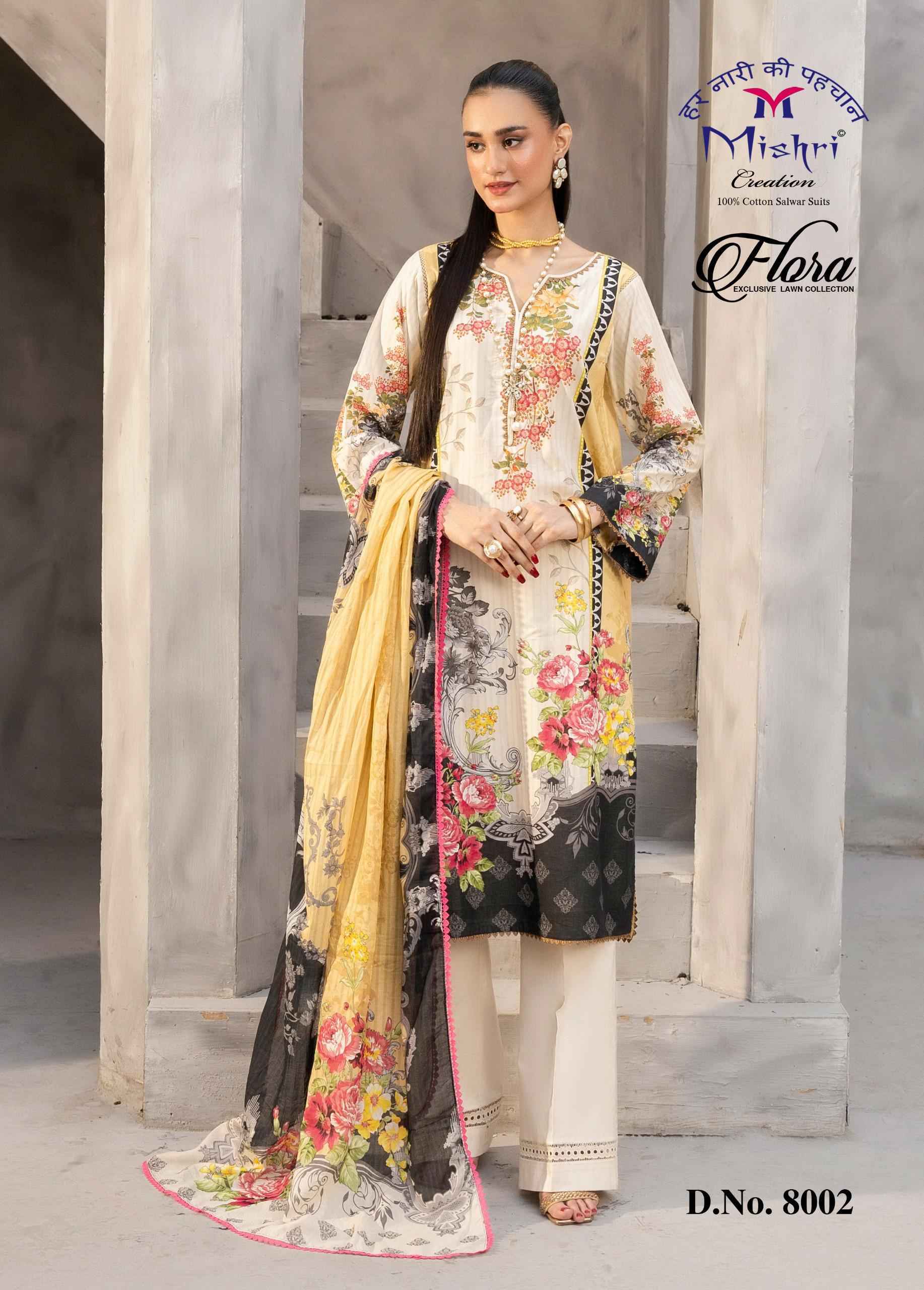 Mishri Creation Flora Vol 8 Lawn Cotton Salwar Kameez Wholesale Rate ( 6 Pcs Catalog )