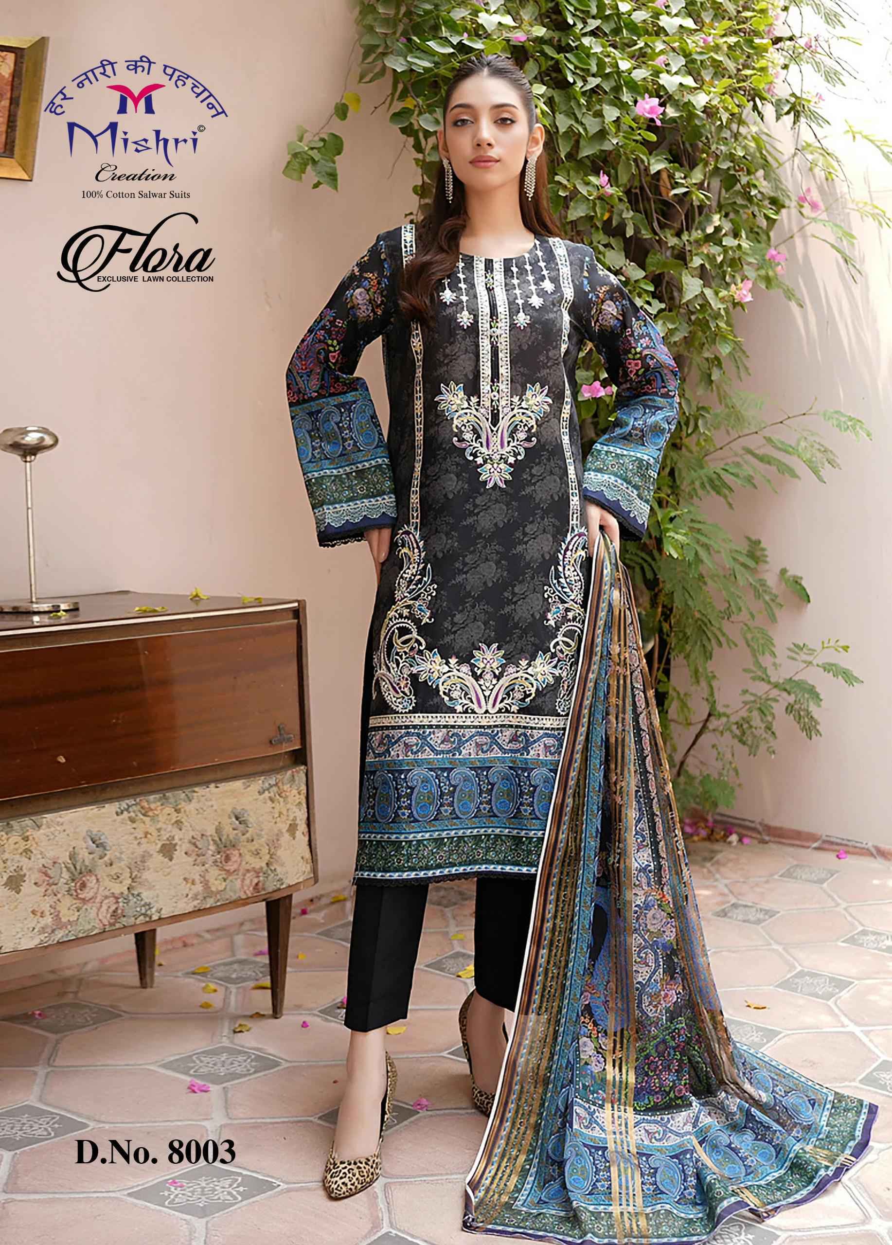 Mishri Creation Flora Vol 8 Lawn Cotton Salwar Kameez Wholesale Rate ( 6 Pcs Catalog )