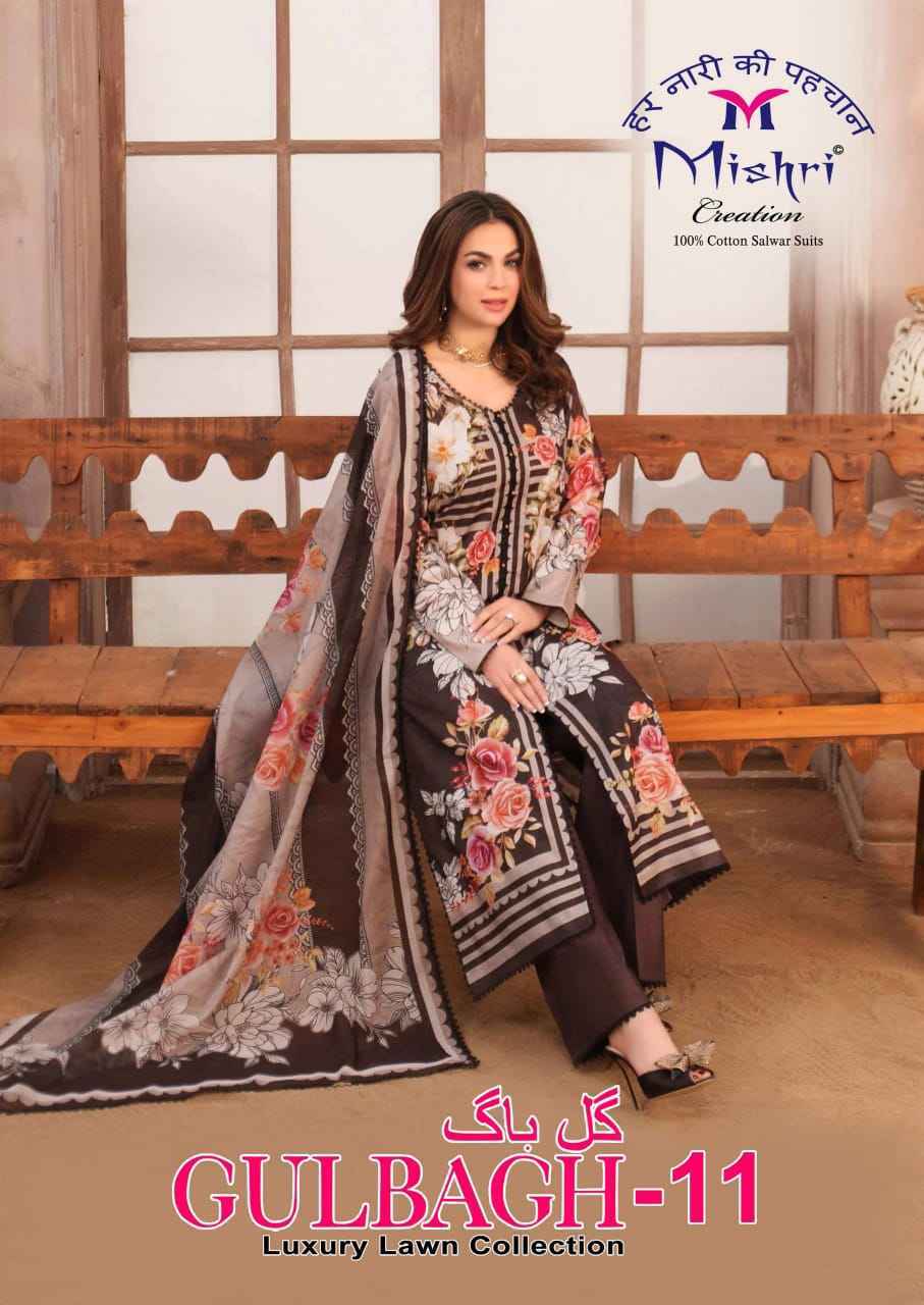 Mishri Creation Gulbagh Vol 11 Lawn Cotton Salwar Kameez Wholesale Rate ( 6 Pcs Catalog )