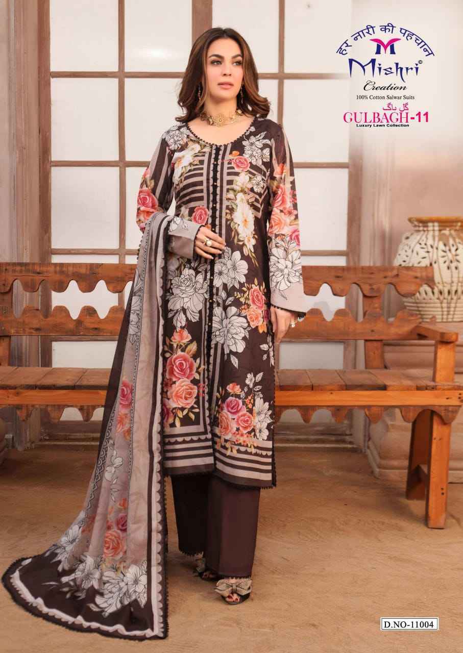 Mishri Creation Gulbagh Vol 11 Lawn Cotton Salwar Kameez Wholesale Rate ( 6 Pcs Catalog )