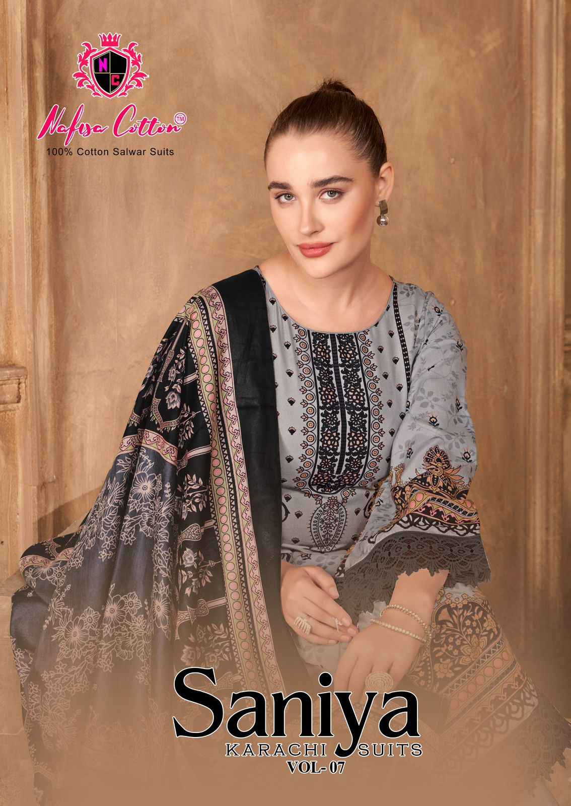 Nafisa Saniya Vol-7 Karachi Dress Material Wholesale Price 6 Pcs Catalogue