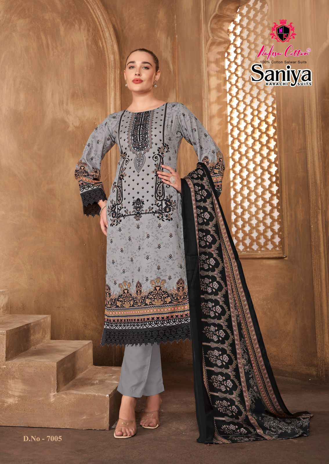 Nafisa Saniya Vol-7 Karachi Dress Material Wholesale Price 6 Pcs Catalogue