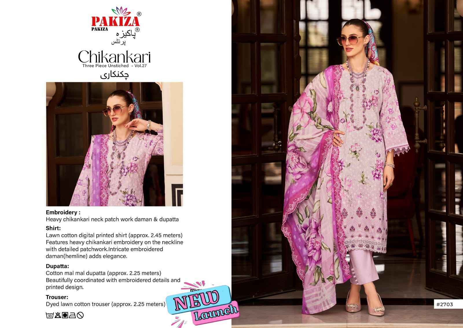 Pakiza Prints Chikankari Vol 27 Wholesale Surat 10 Pcs set
