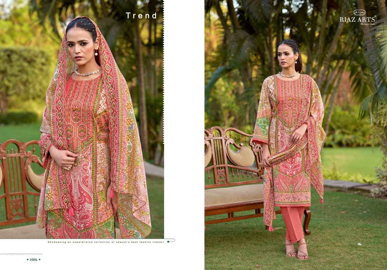 RIAZ ARTS BIN SAEED FARMAISH VOL 2 LAWN COTTON DRESS MATERIAL ( 6 PCS CATALOGUE )