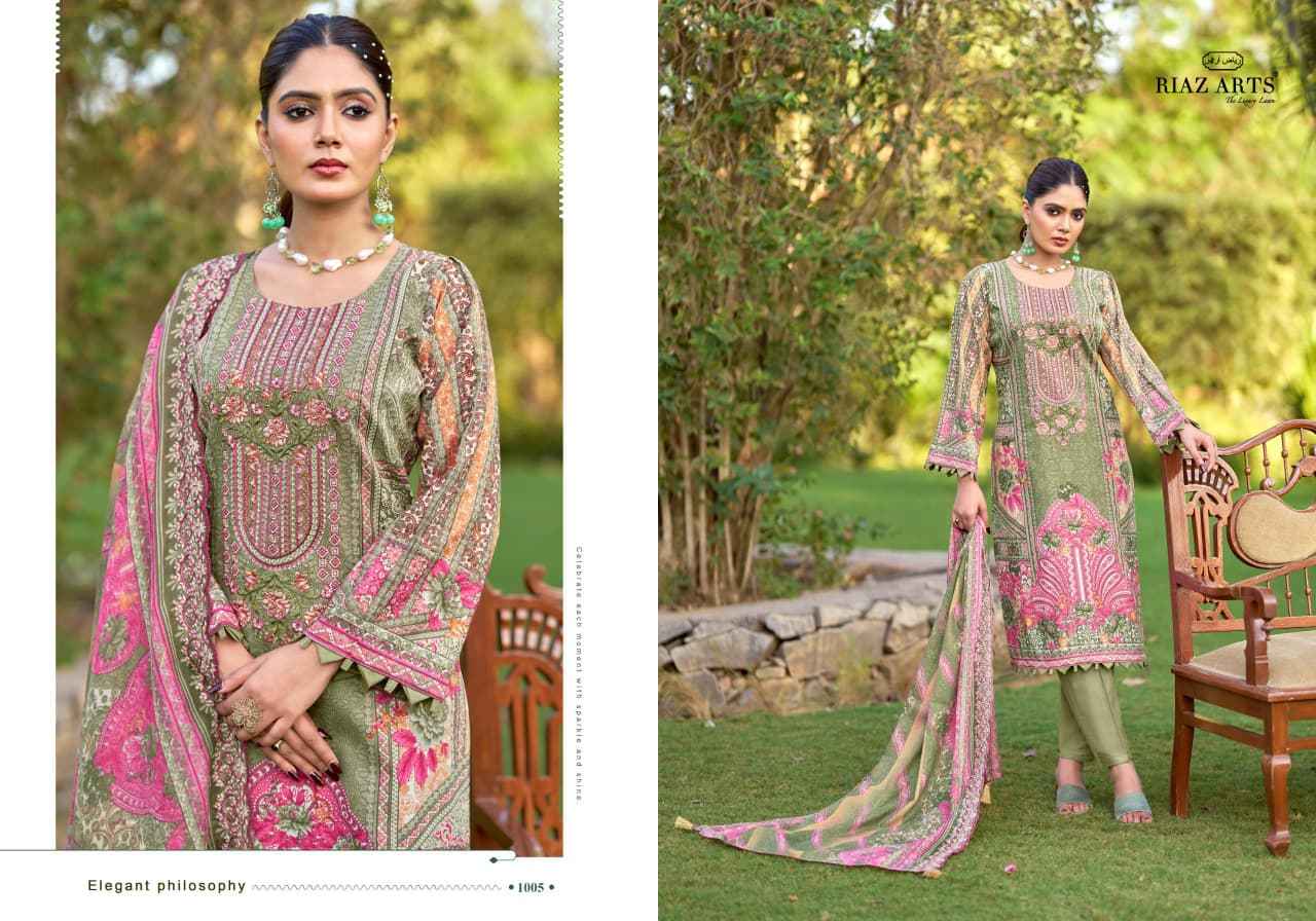RIAZ ARTS BIN SAEED FARMAISH VOL 2 LAWN COTTON DRESS MATERIAL ( 6 PCS CATALOGUE )