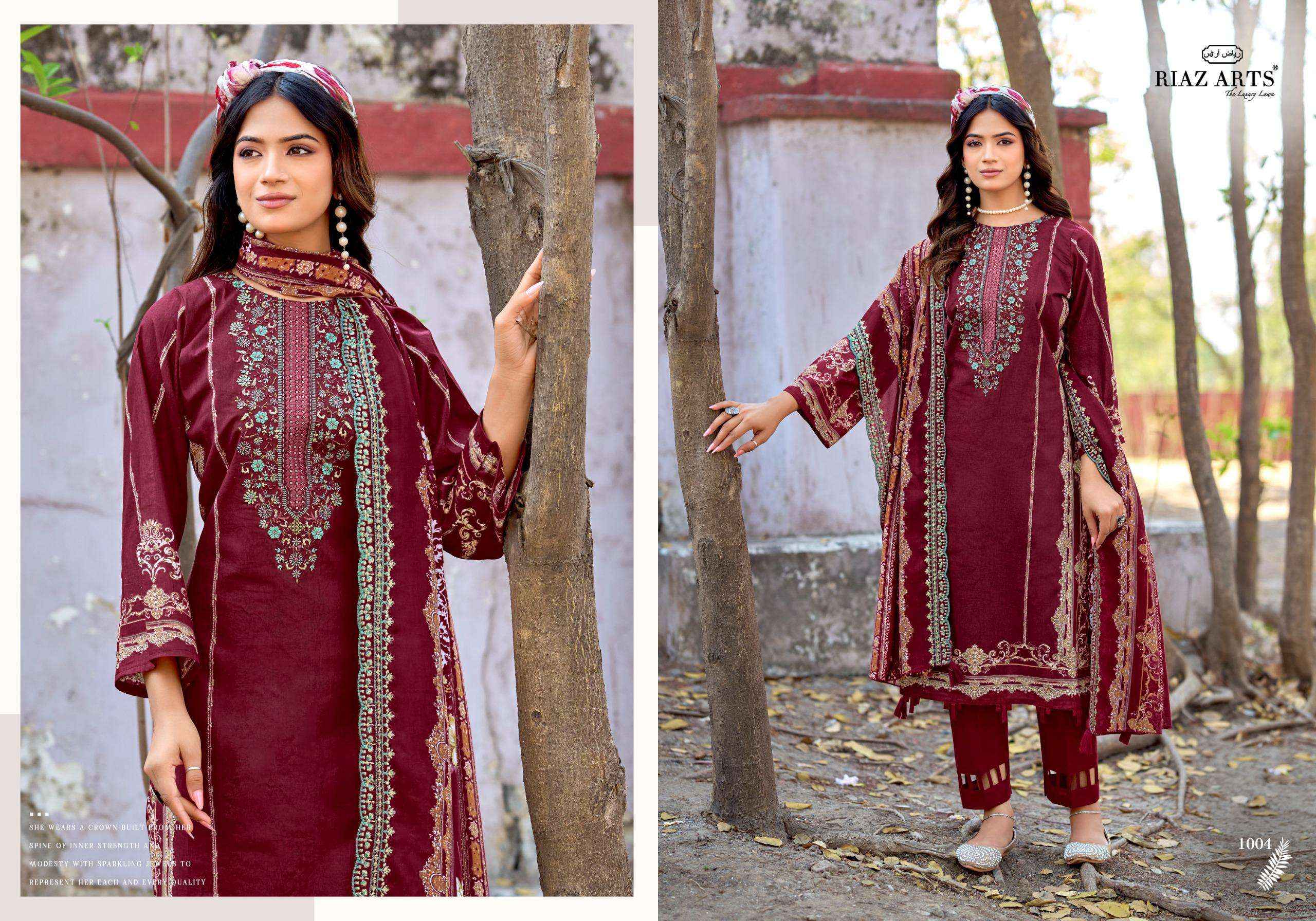 RIAZ ARTS BIN SAEED SURBHI COTTON EMBROIDERY WORK SUIT ( 6 PCS CATALOGUE )
