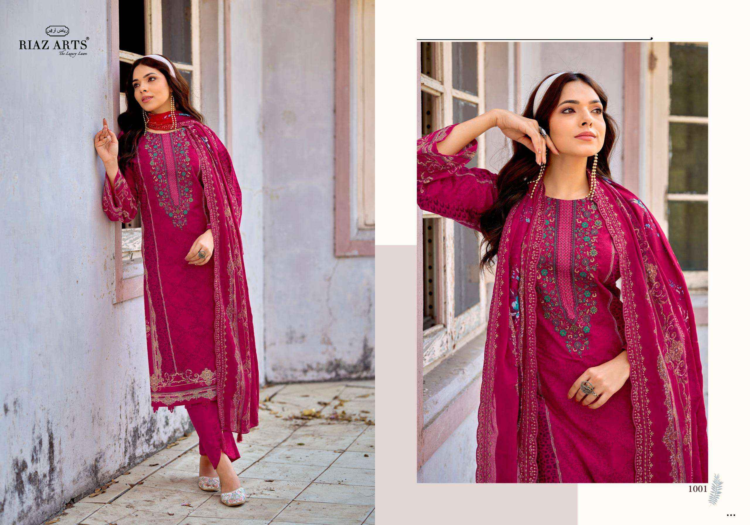 RIAZ ARTS BIN SAEED SURBHI COTTON EMBROIDERY WORK SUIT ( 6 PCS CATALOGUE )