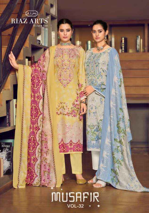 Riaz Arts Musafir Vol 32 Premium Wear Cotton Salwar Kameez Wholesale Rate ( 6 Pcs Catalog )