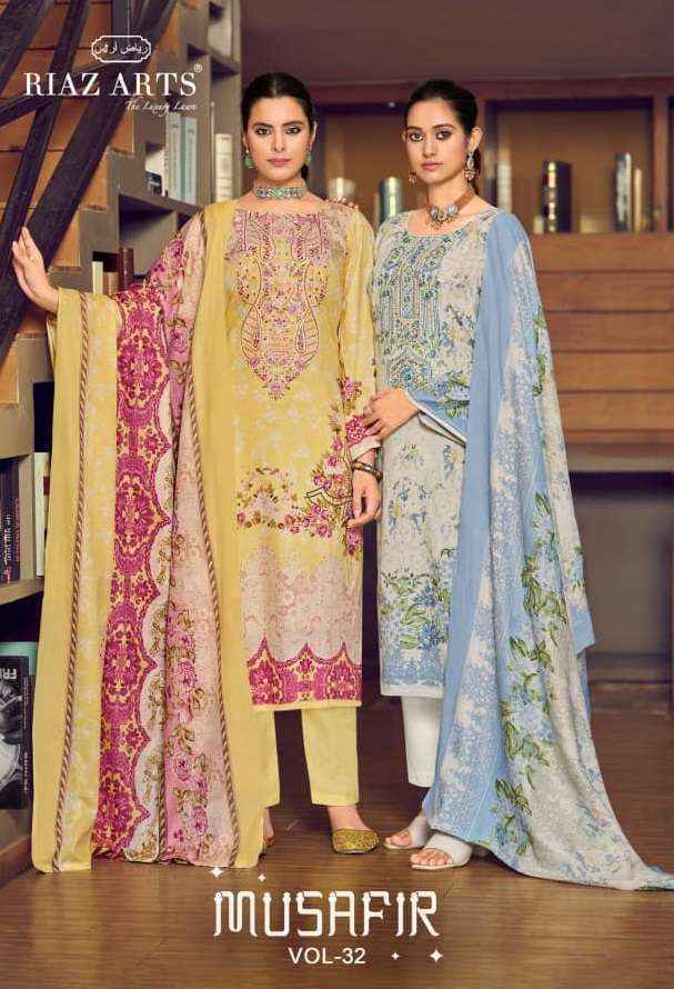 Riaz Arts Musafir Vol 33 Lawn Cotton Salwar Kameez Wholesale Rate ( 6 Pcs Catalog )