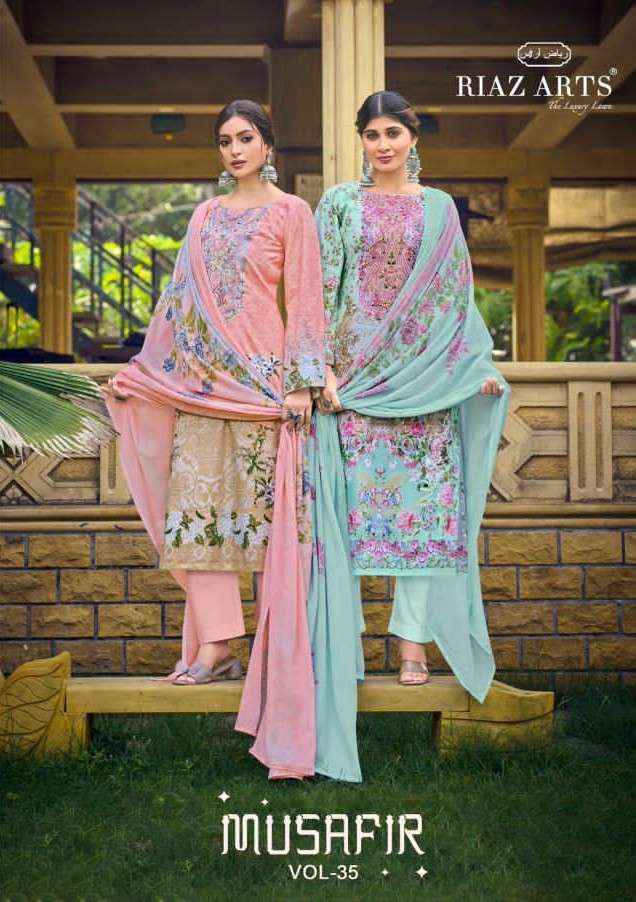 Riaz Arts Musafir Vol 35 Exclusive Cotton Salwar Kameez Wholesale Rate ( 6 Pcs Catalog )