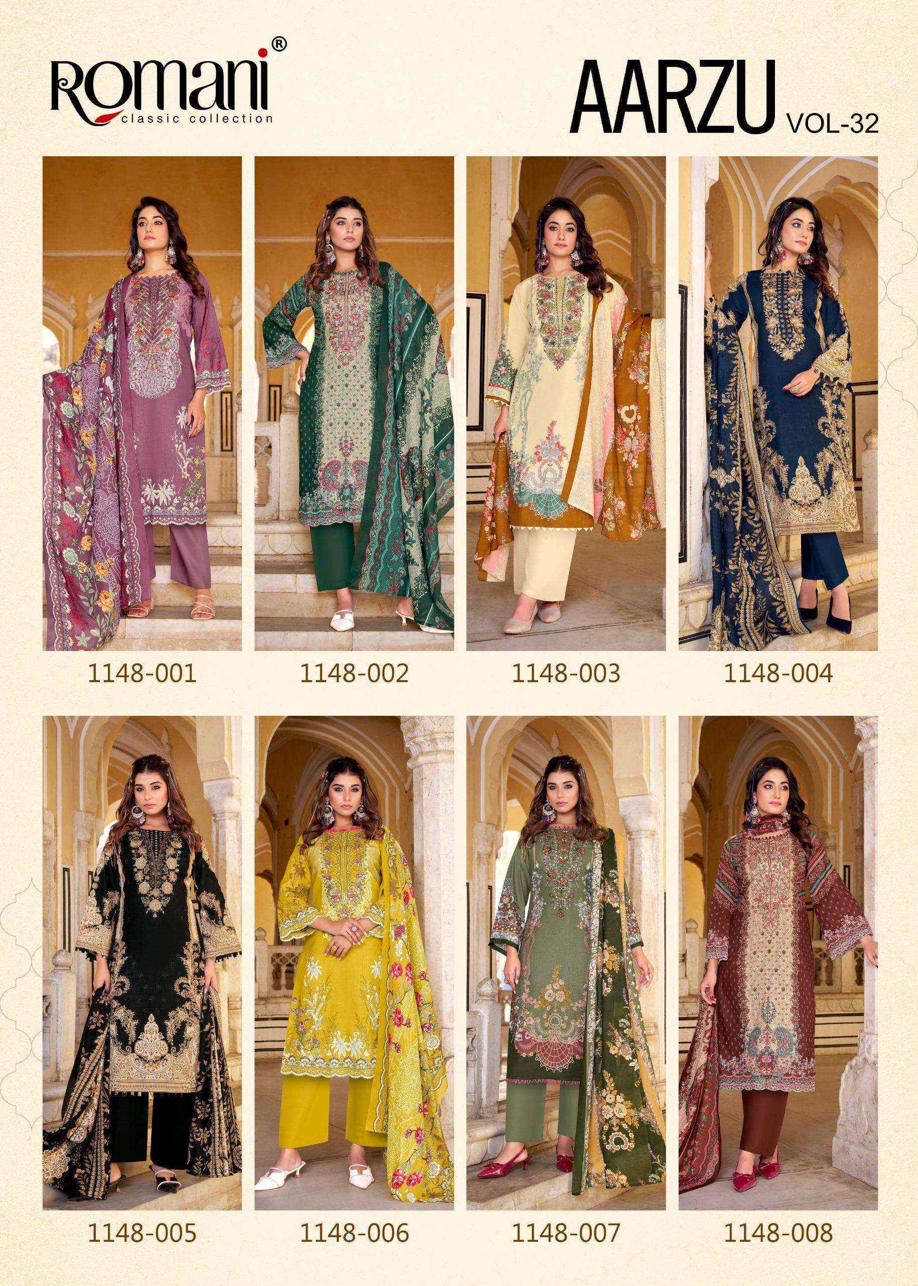 Romani Aarzu Vol 32 Cotton Salwar Kameez Wholesale Rate ( 8 Pcs Catalog )