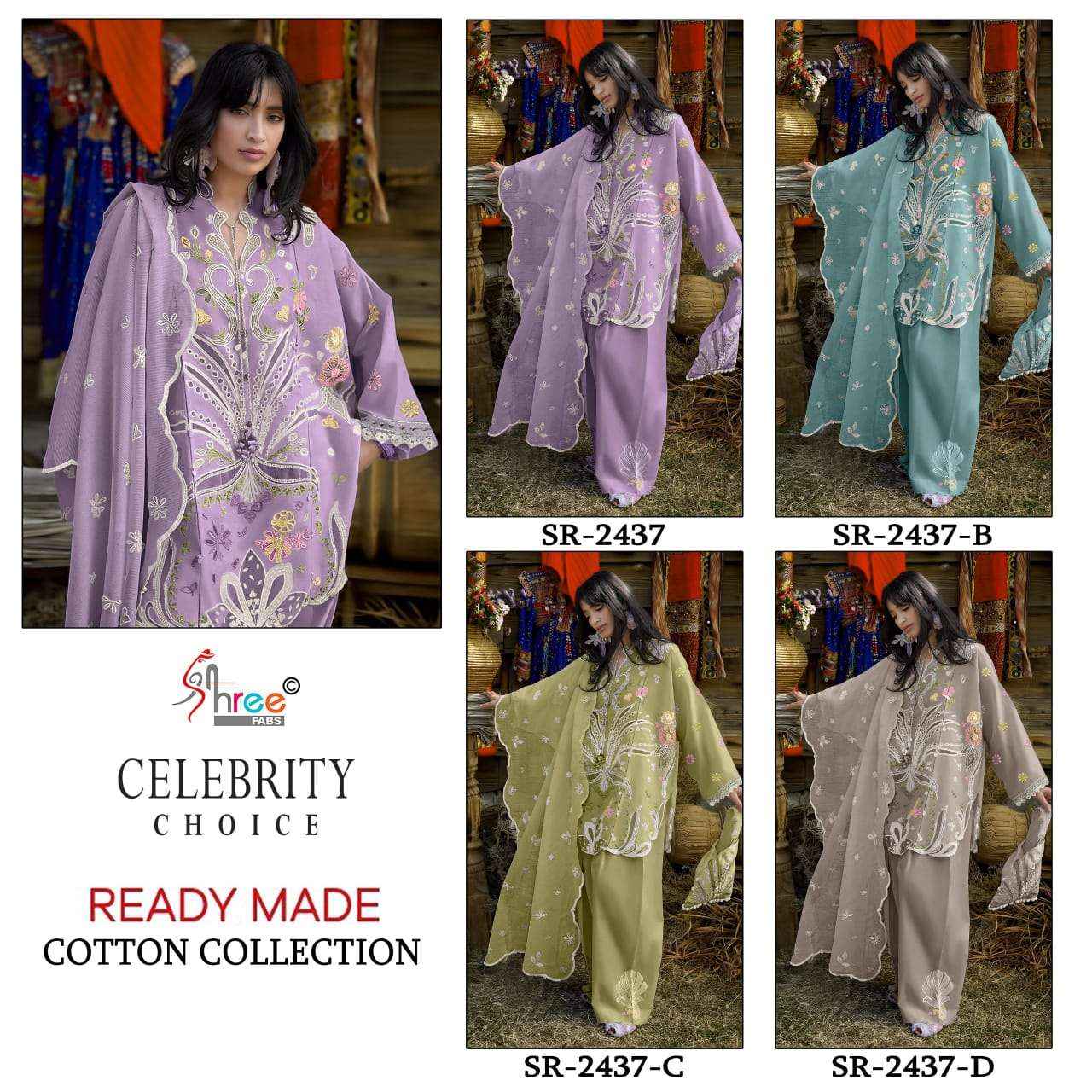 Shree Fabs Sr 2437 Abcd Readymade Cotton Pakistani 3 Piece Pair Suit Wholesale Rate ( 4 Pcs Catalog )