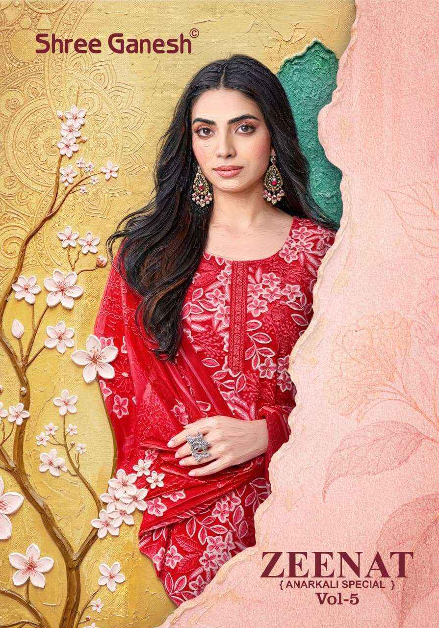Shree Ganesh Zeenat Vol 5 Readymade Cotton Anarkali Suit Wholesale Rate ( 10 Pcs Catalog )