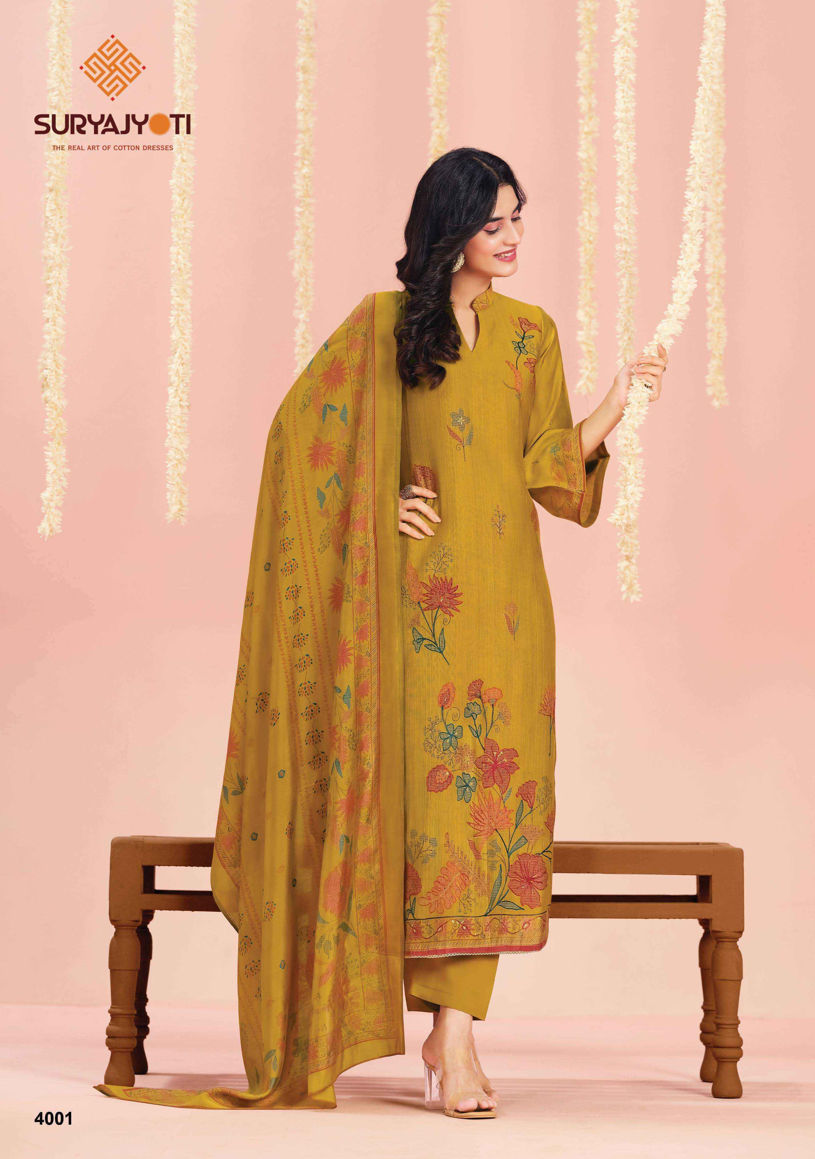 Suryajyoti Chikiri Vol 4 Roman Silk Dress Material Wholesale Surat Market ( 6 Pcs Catalouge )