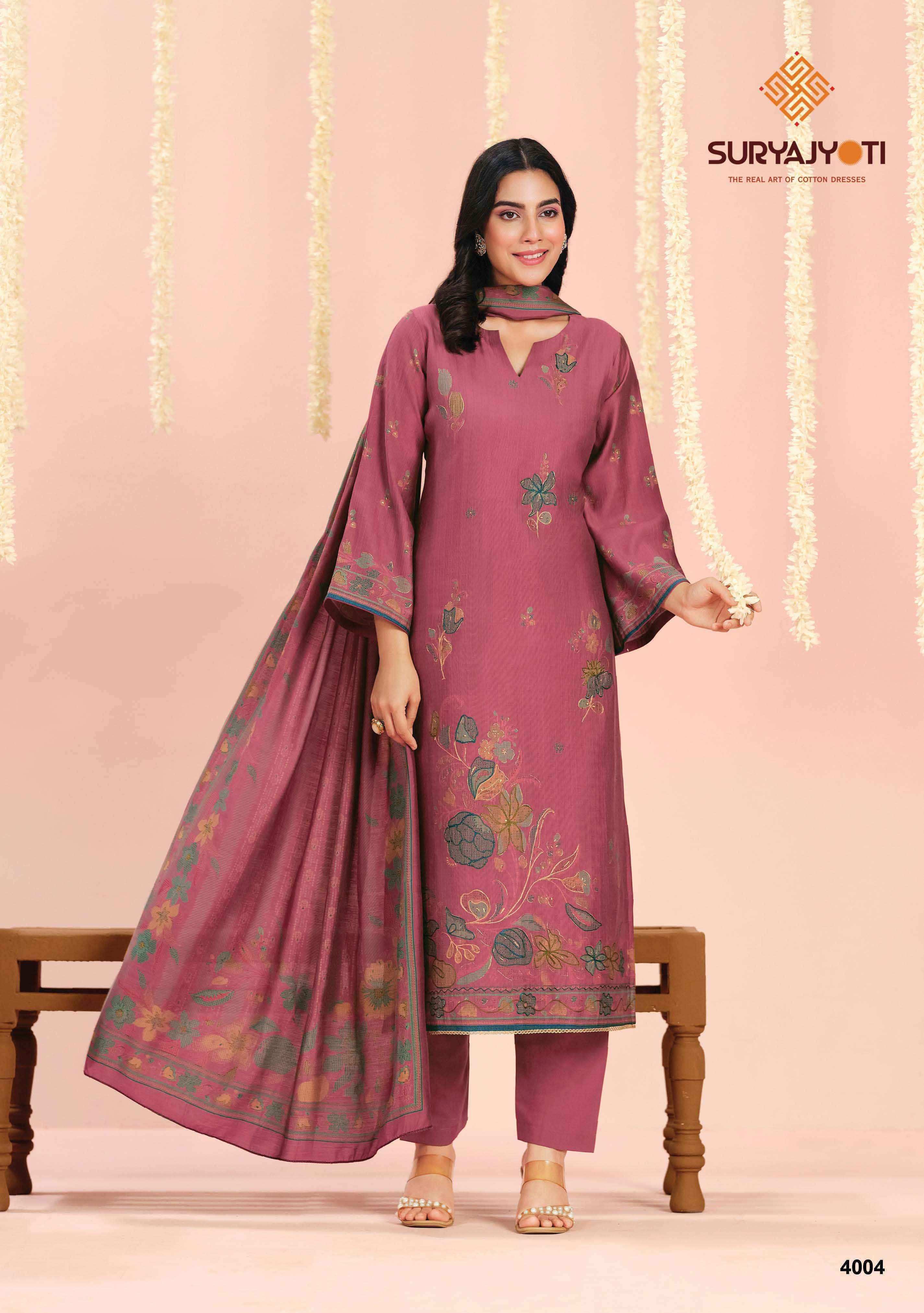 Suryajyoti Chikiri Vol 4 Roman Silk Dress Material Wholesale Surat Market ( 6 Pcs Catalouge )