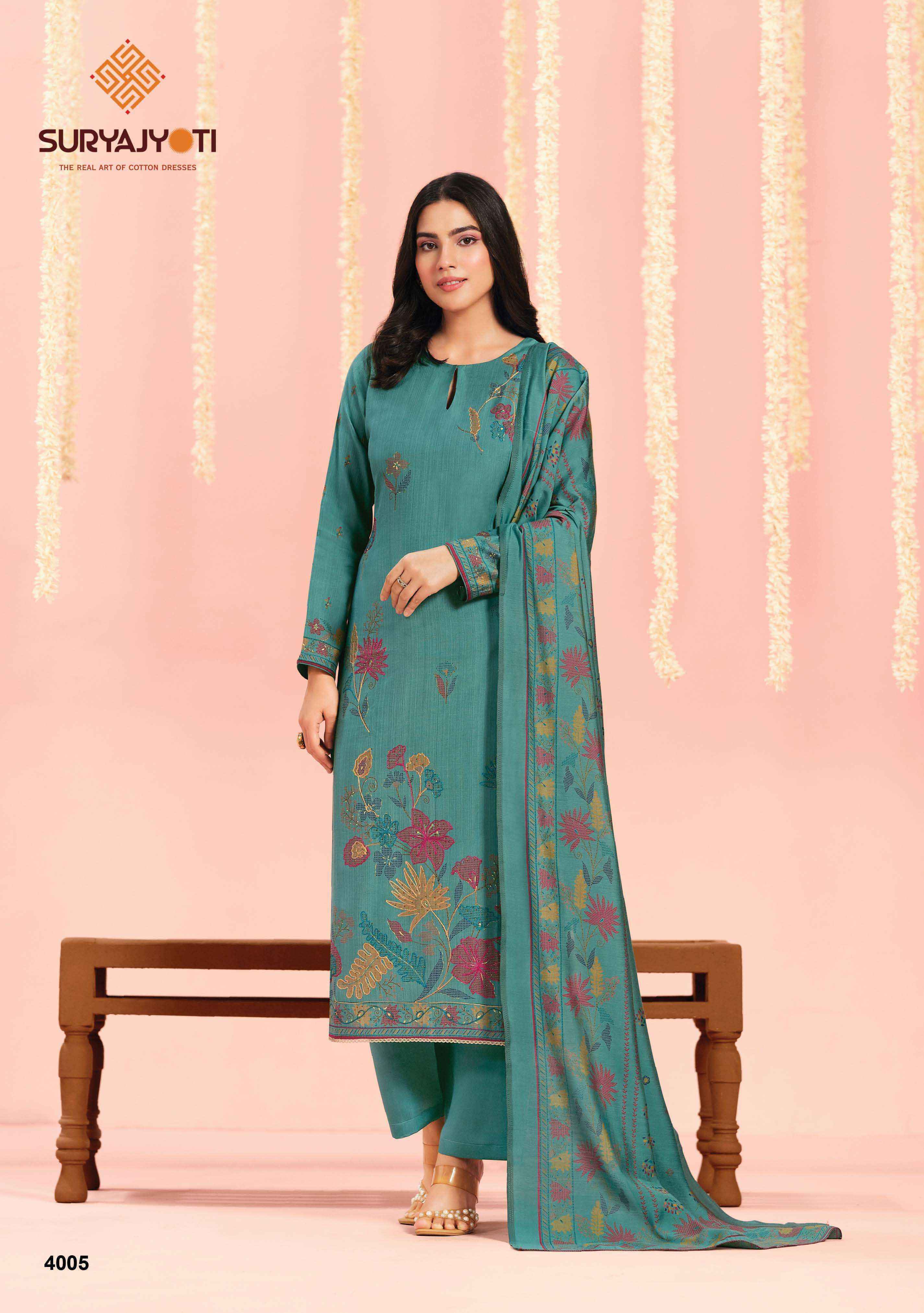 Suryajyoti Chikiri Vol 4 Roman Silk Dress Material Wholesale Surat Market ( 6 Pcs Catalouge )