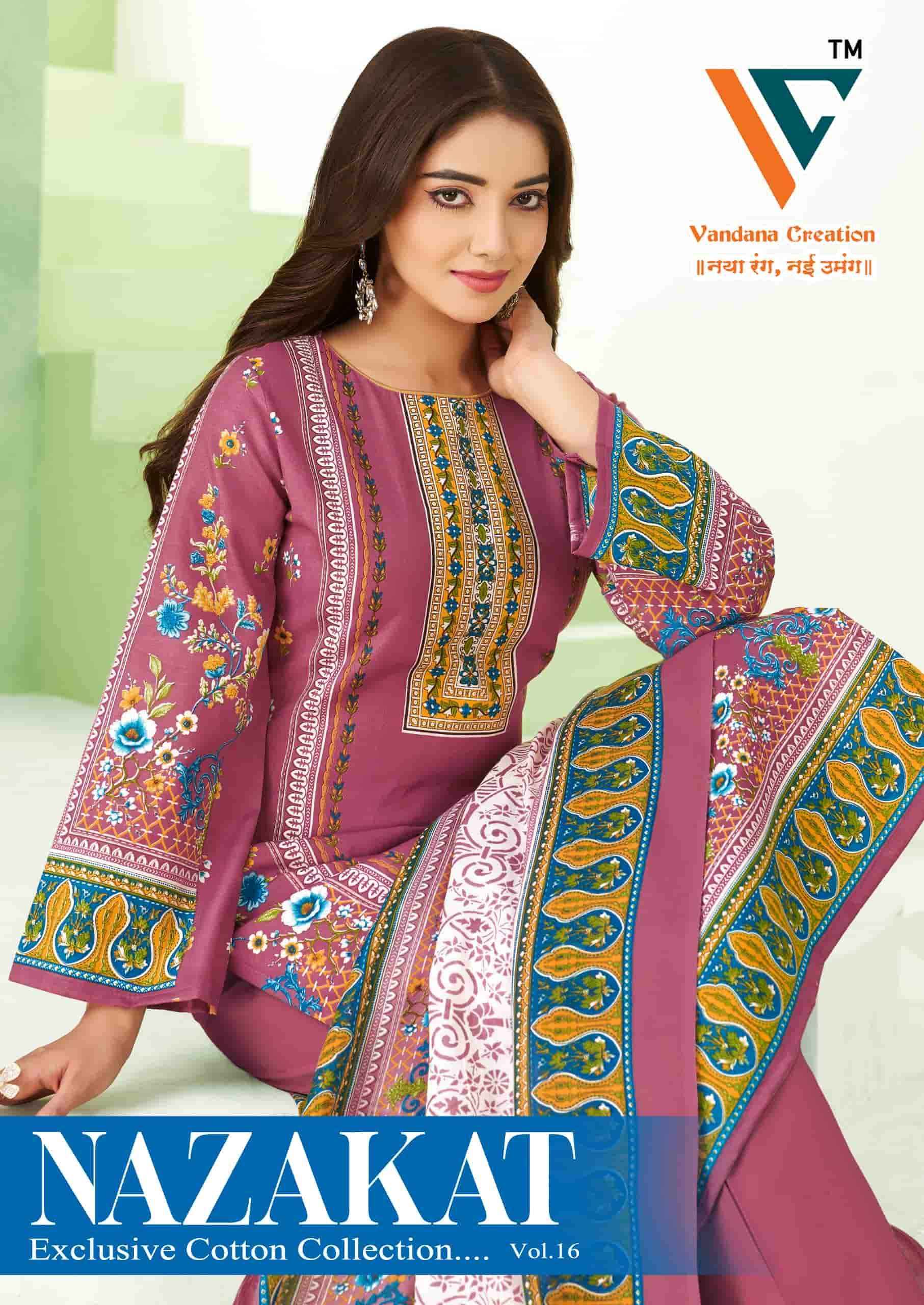 Vandana Fashion Nazakat Vol 16 Printed Cotton Suit Catalog Wholesalers