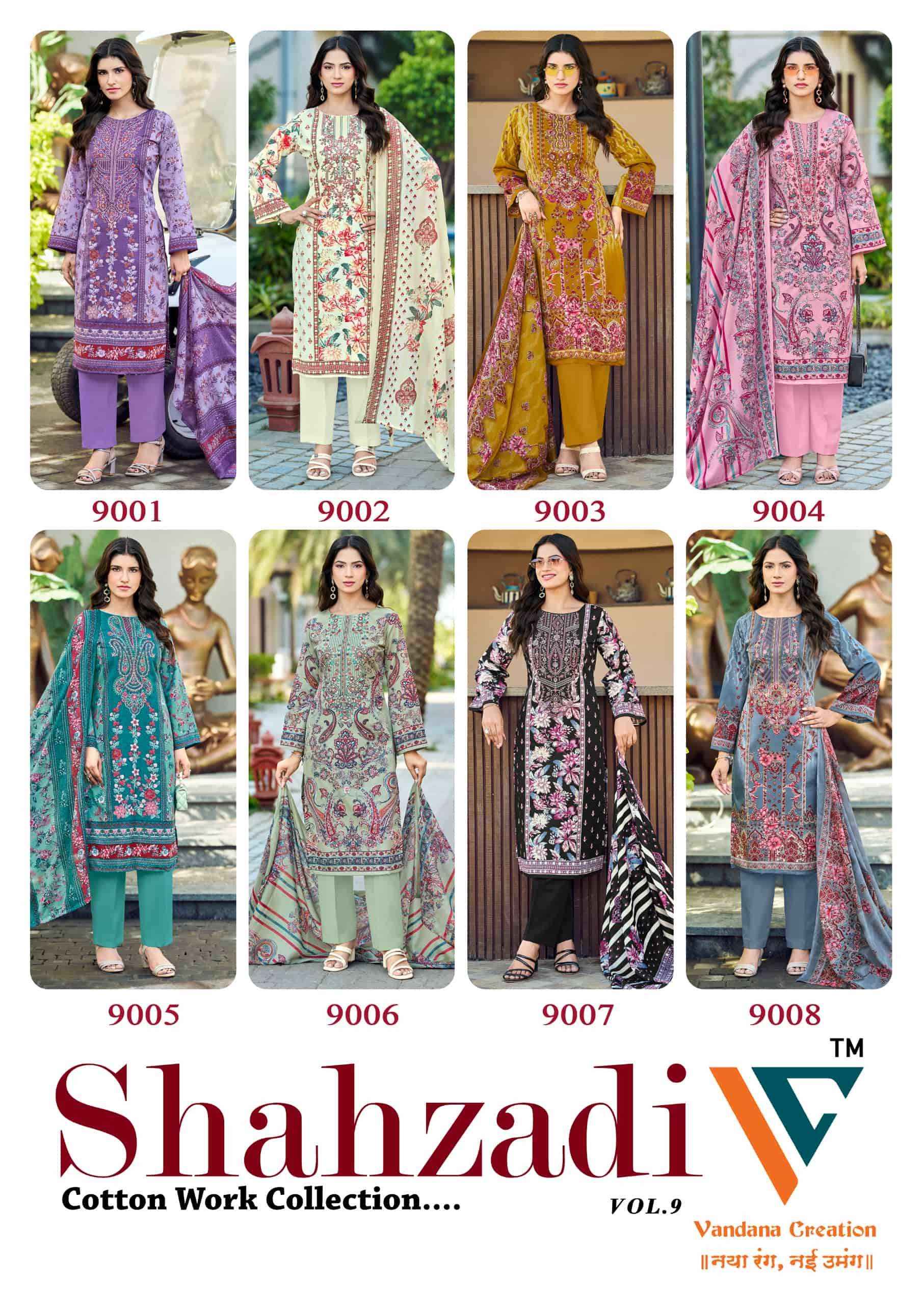 Vandana Fashion Shahzadi Vol 9 Cotton Dress Material Wholesale Price ( 8 Pcs Catalogue )