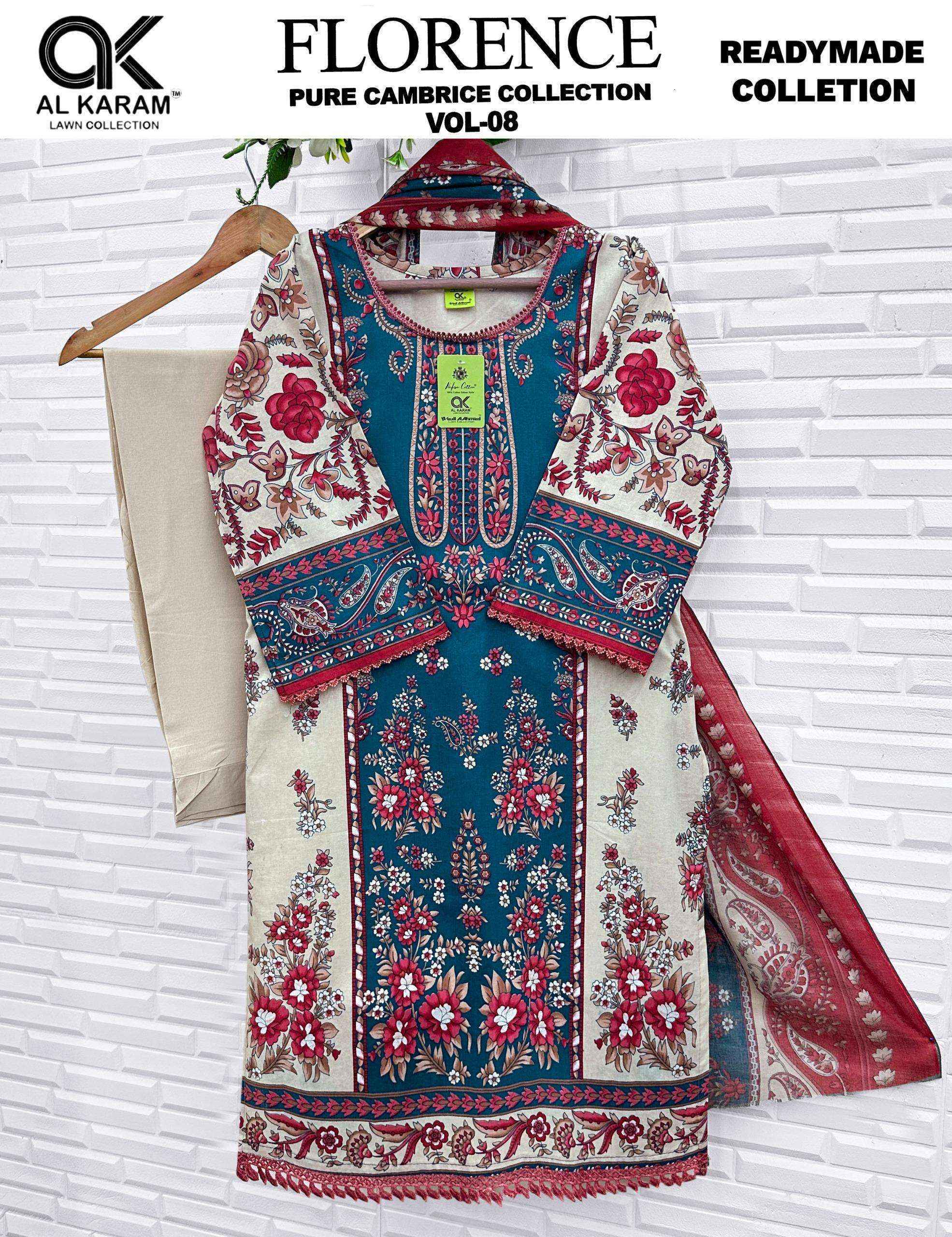 Al Karam Florence Vol 8 Cotton Readymade Suits Wholesale Price ( 6 pcs Catalogue )