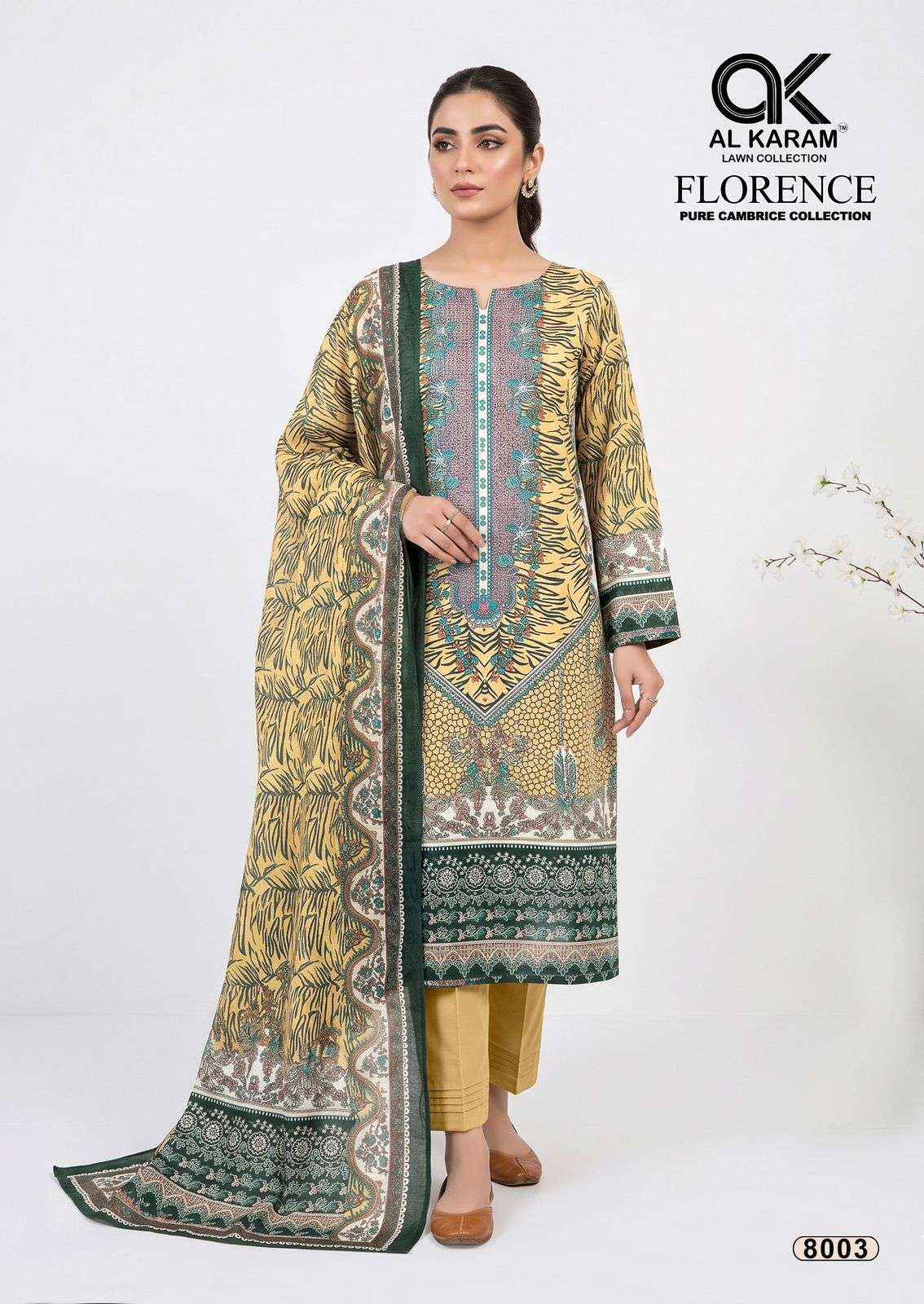 Al Karam Florence Vol 8 Pure Cambric Cotton Salwar Kameez _ Buy Surat Wholesale Market Price ( 6 Pcs Catalog )