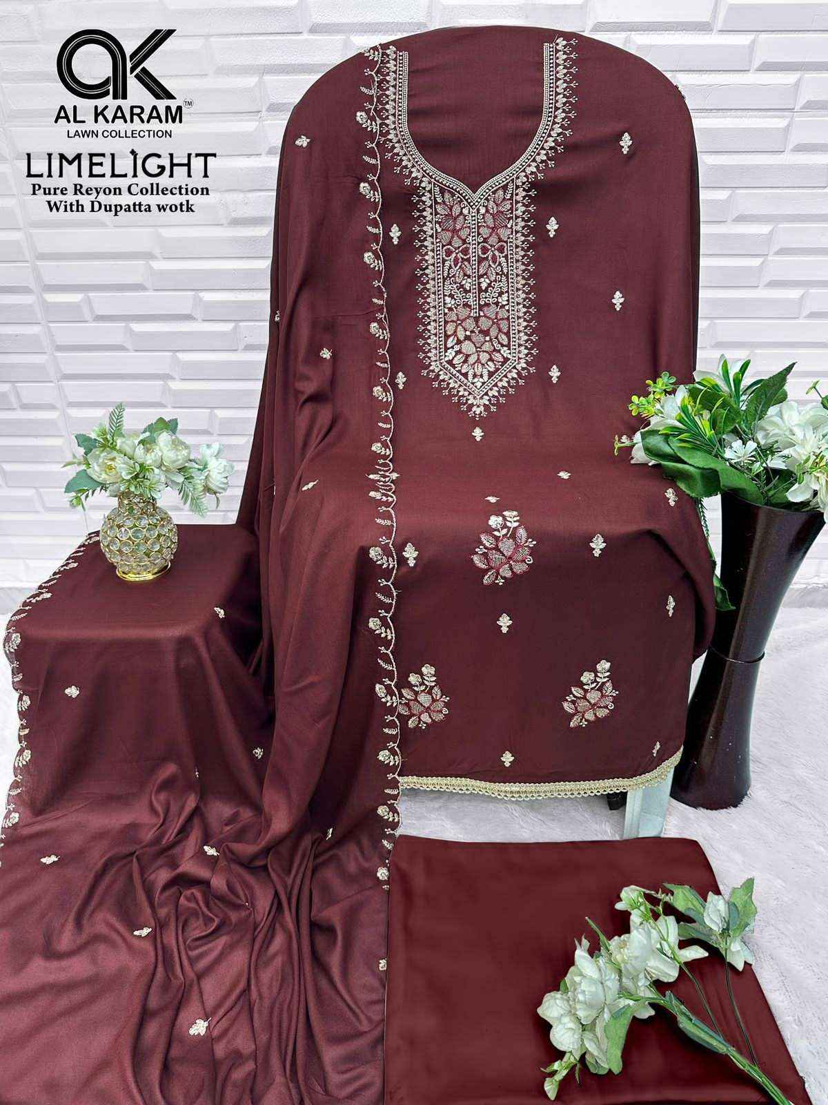 Al Karam Limelight Fancy Rayon Salwar Kameez _ Surat Wholesale Market Price ( 5 Pcs Catalog )