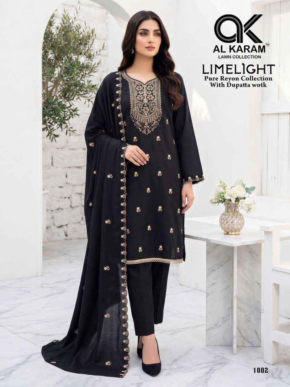 Al Karam Limelight Fancy Rayon Salwar Kameez _ Surat Wholesale Market Price ( 5 Pcs Catalog )