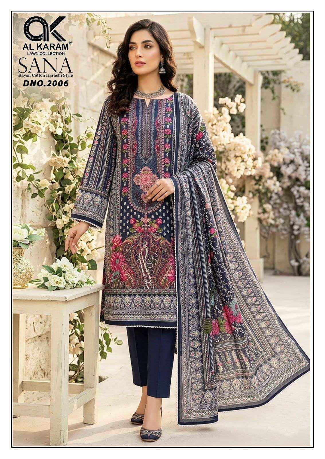 Al Karam Sana Vol 2 Rayon Dress Material, Wholesale Dealer Surat ( 8 pcs Catalogue )