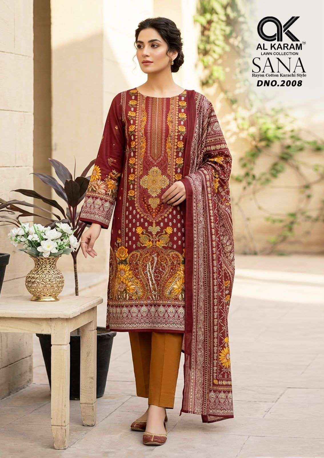 Al Karam Sana Vol 2 Rayon Dress Material, Wholesale Dealer Surat ( 8 pcs Catalogue )
