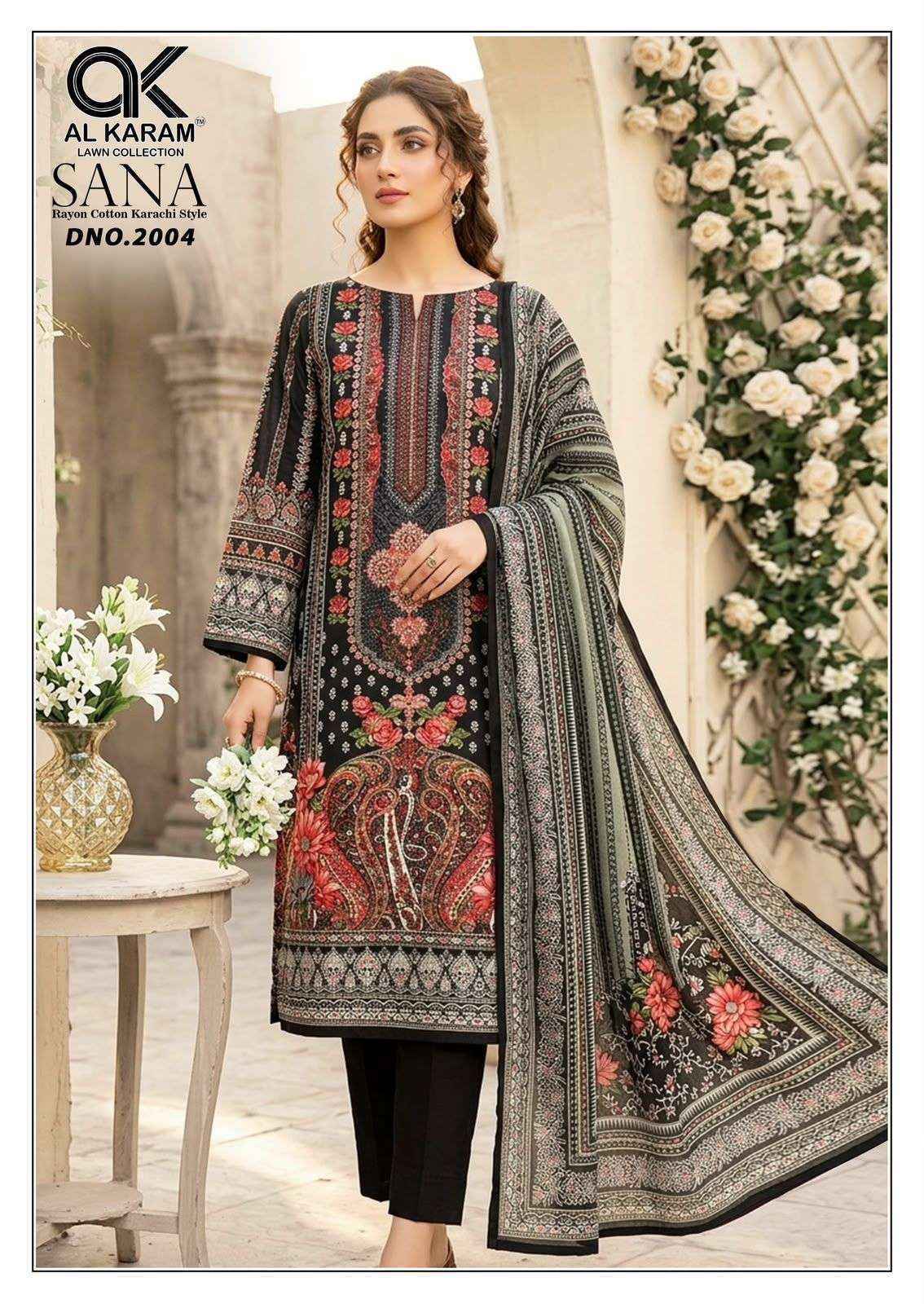Al Karam Sana Vol 2 Rayon Dress Material, Wholesale Dealer Surat ( 8 pcs Catalogue )