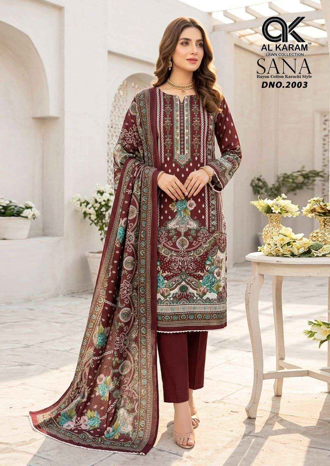 Al Karam Sana Vol 2 Rayon Dress Material, Wholesale Dealer Surat ( 8 pcs Catalogue )