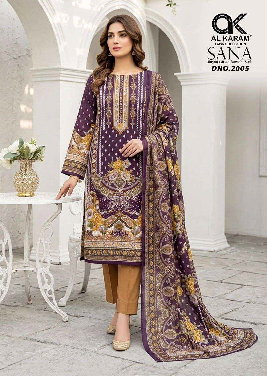 Al Karam Sana Vol 2 Rayon Dress Material, Wholesale Dealer Surat ( 8 pcs Catalogue )