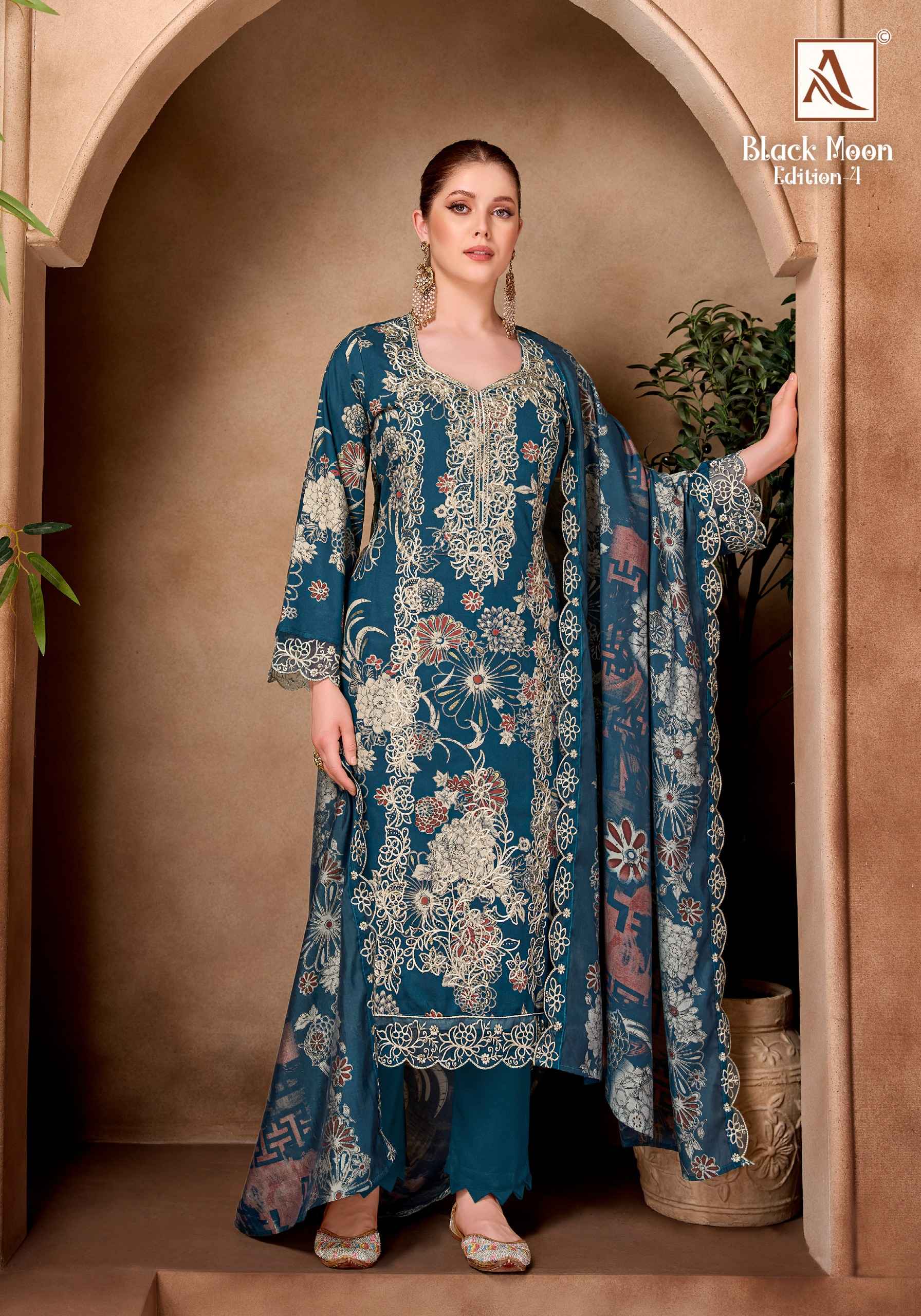 Alok Suit Black Moon -4 Wholesale Catalog - Surat Textile Market ( 6 Pcs Catalogue )