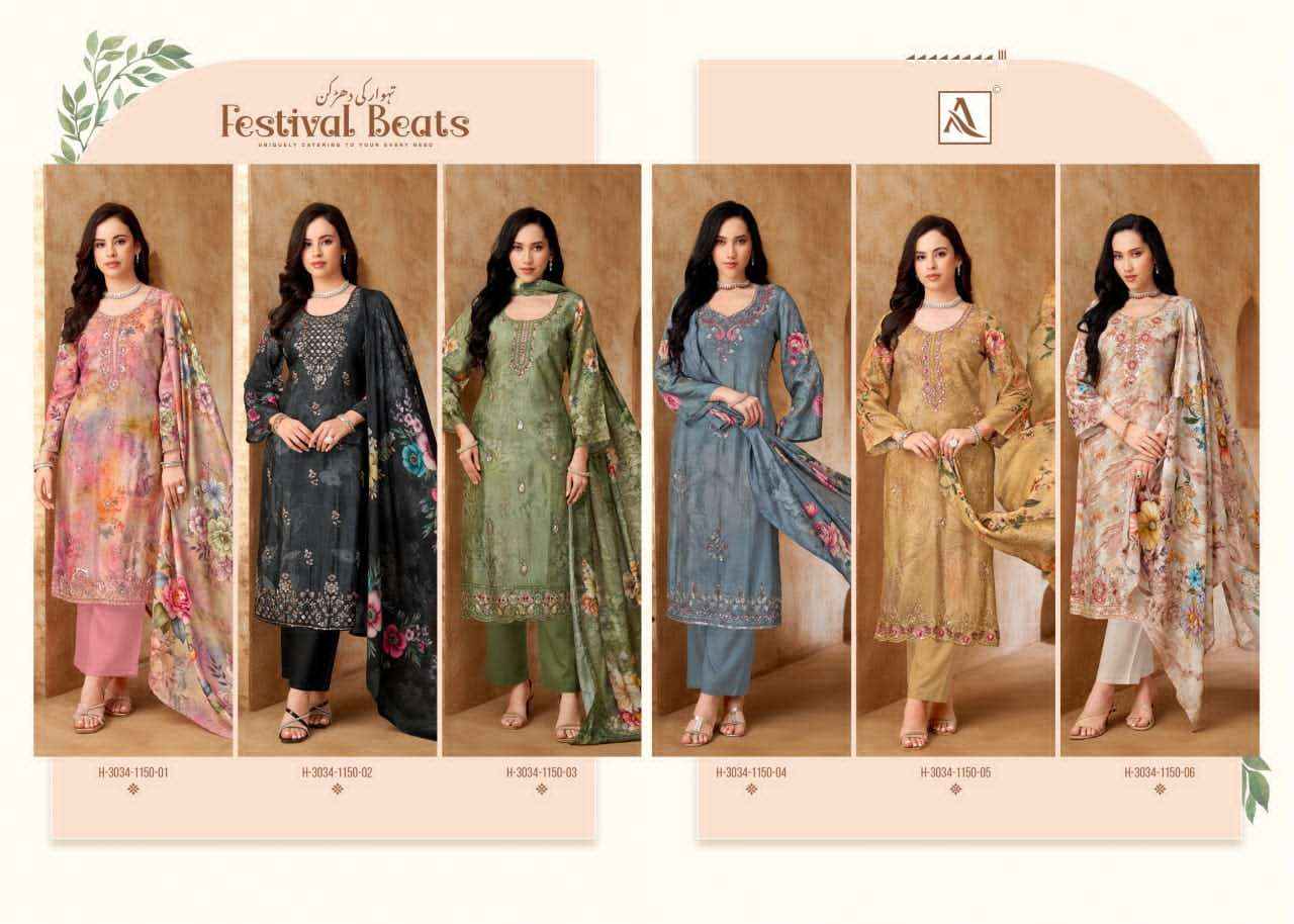 Alok Suit Festival Beats Fancy Muslin Salwar Suit _ Surat Wholesale Market Price ( 6 Pcs catalog )