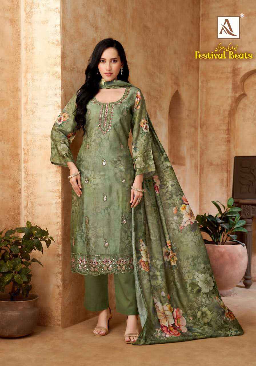 Alok Suit Festival Beats Fancy Muslin Salwar Suit _ Surat Wholesale Market Price ( 6 Pcs catalog )