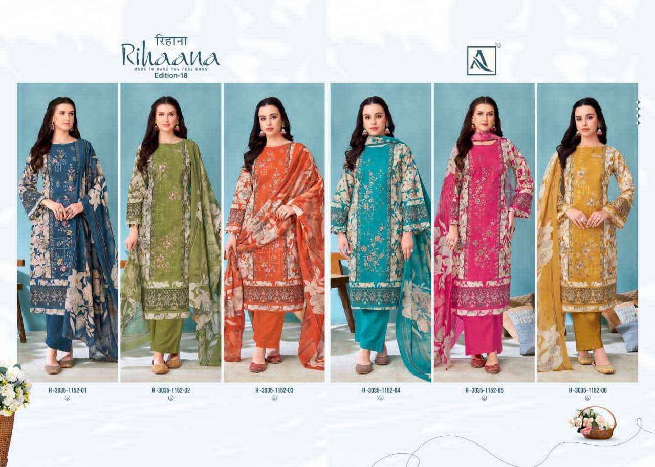 Alok Suit Rihaana Edition 18 Fancy Cotton Salwar Kameez _ Surat Wholesale Market Price ( 6 Pcs Catalog )