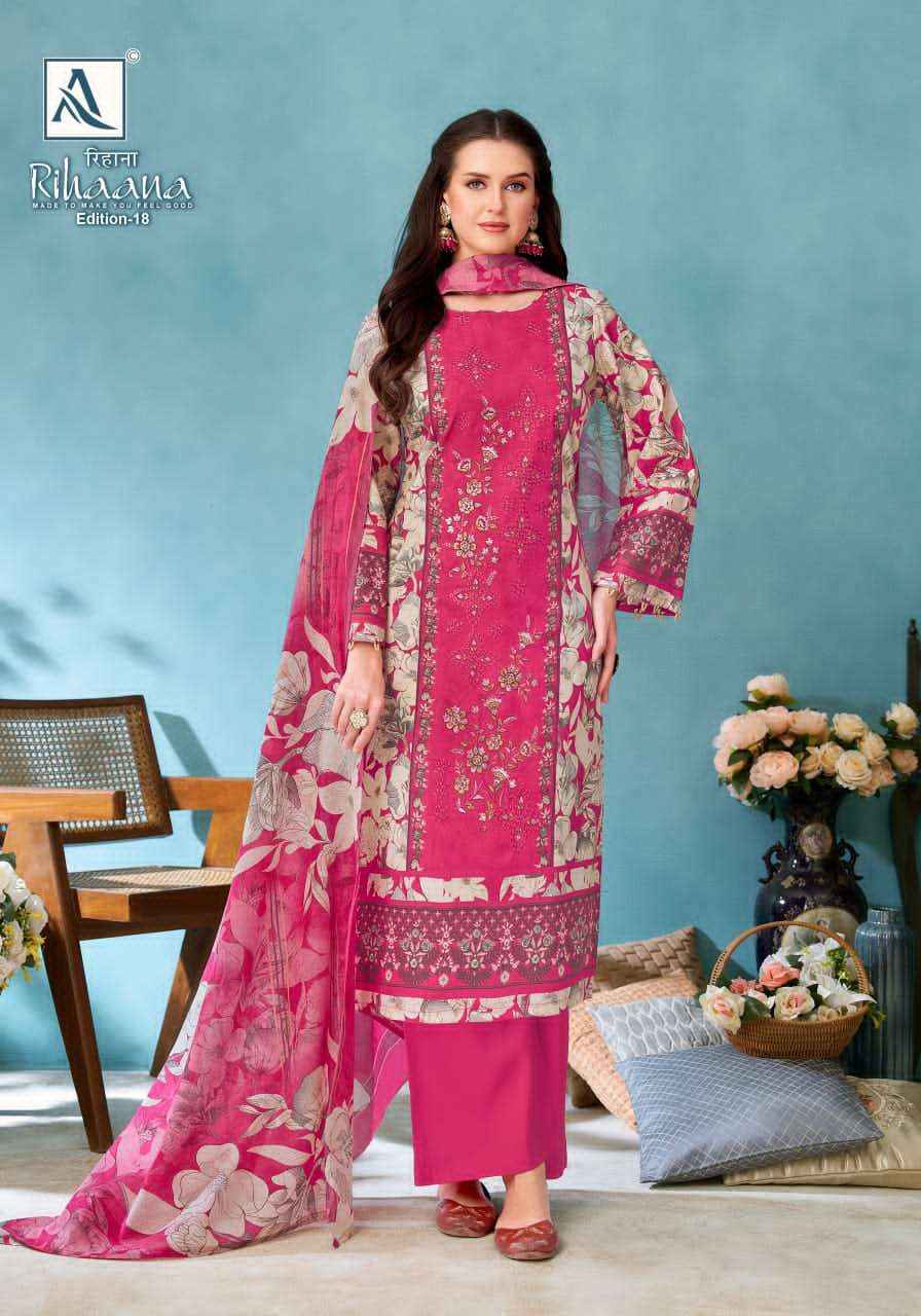 Alok Suit Rihaana Edition 18 Fancy Cotton Salwar Kameez _ Surat Wholesale Market Price ( 6 Pcs Catalog )