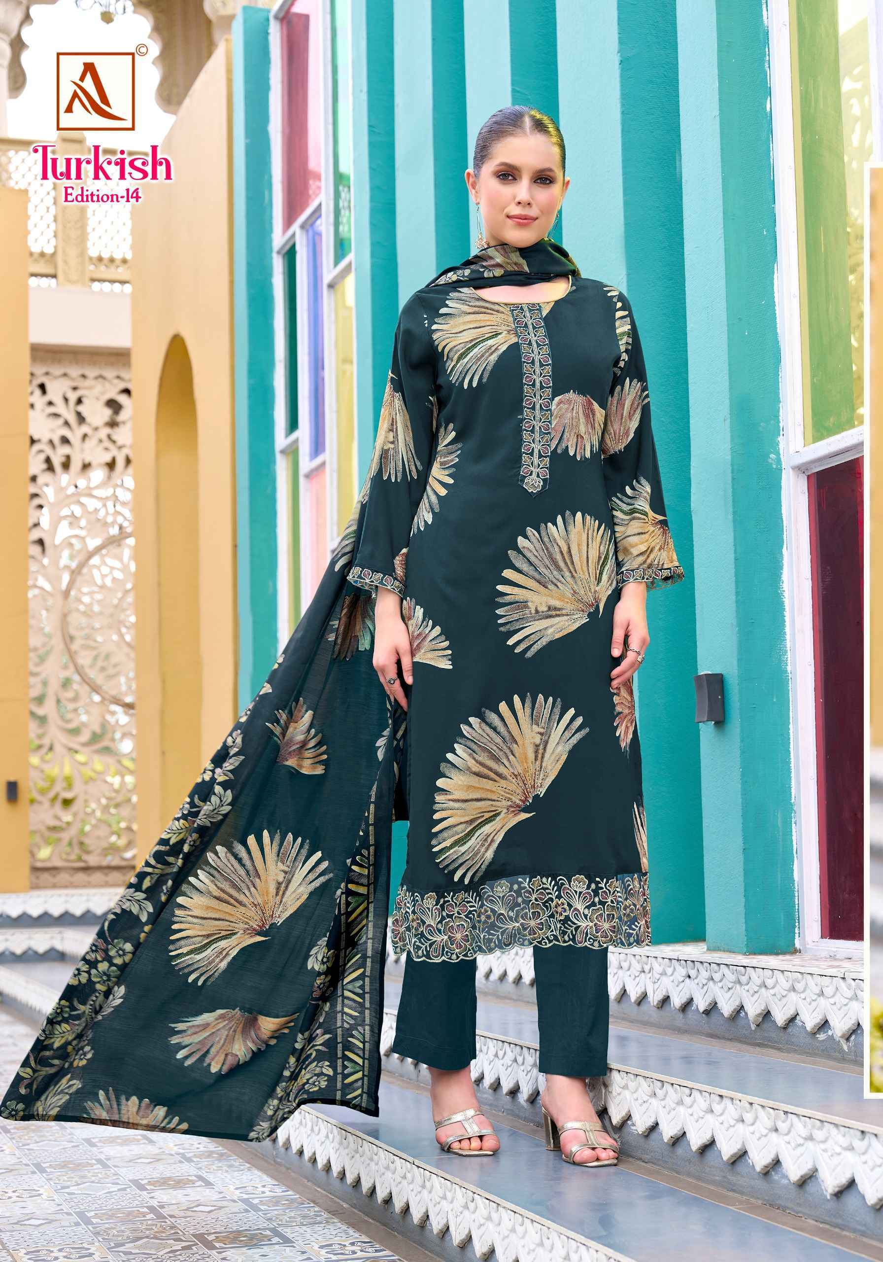 Alok Turkish Edition 14 Wholesale Viscose Reyon Dress Material ( 6 pcs Catalogue )