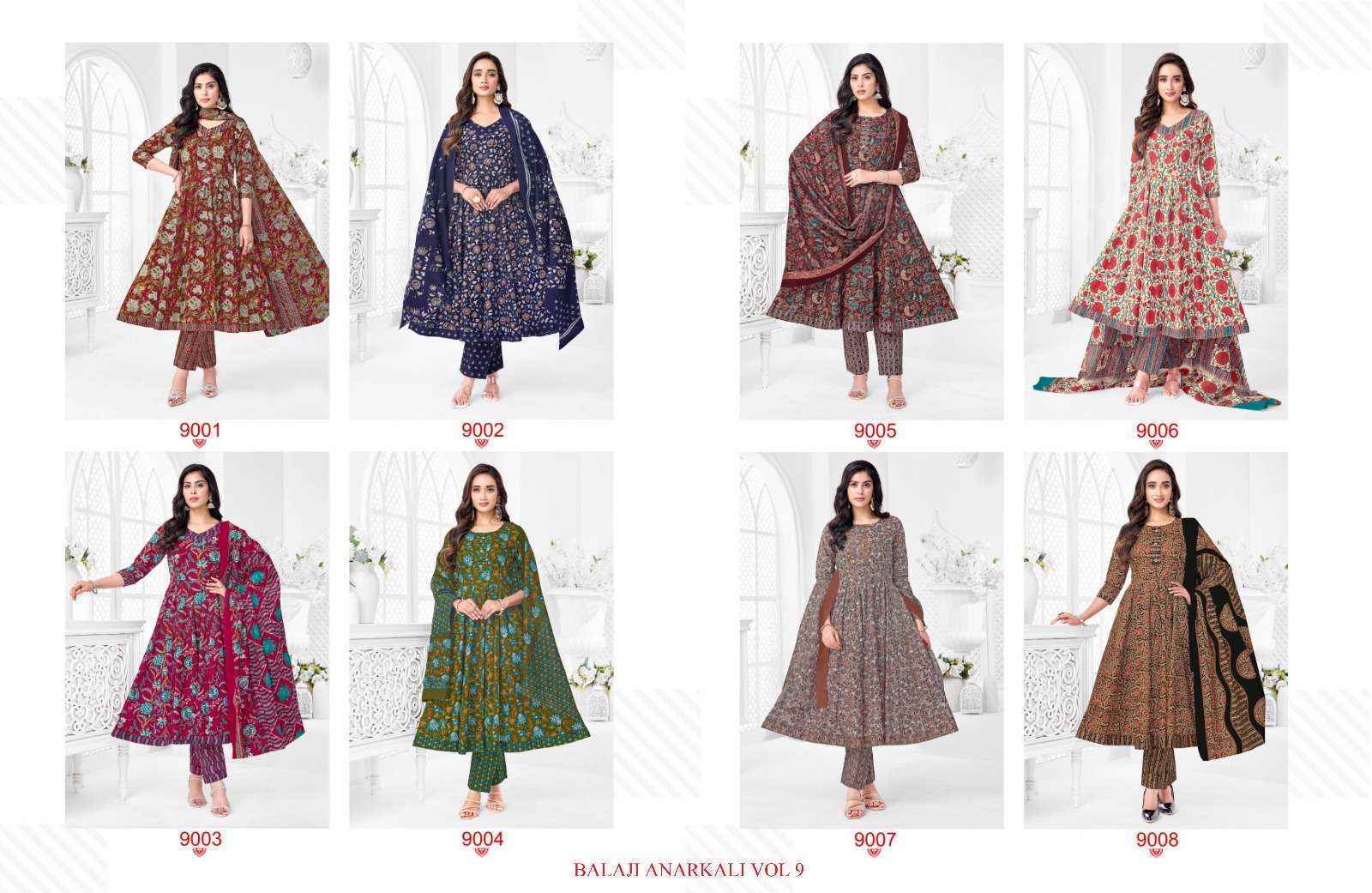 Balaji Anarkali Vol 9 Cotton Kurti Combo Surat Wholesale Price ( 8 Pcs Catalog )