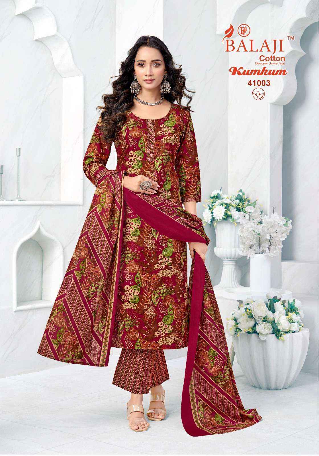 Balaji Kumkum Vol 41 Readymade Cotton Dress Surat Wholesale Market Price ( 10 Pcs Catalog )