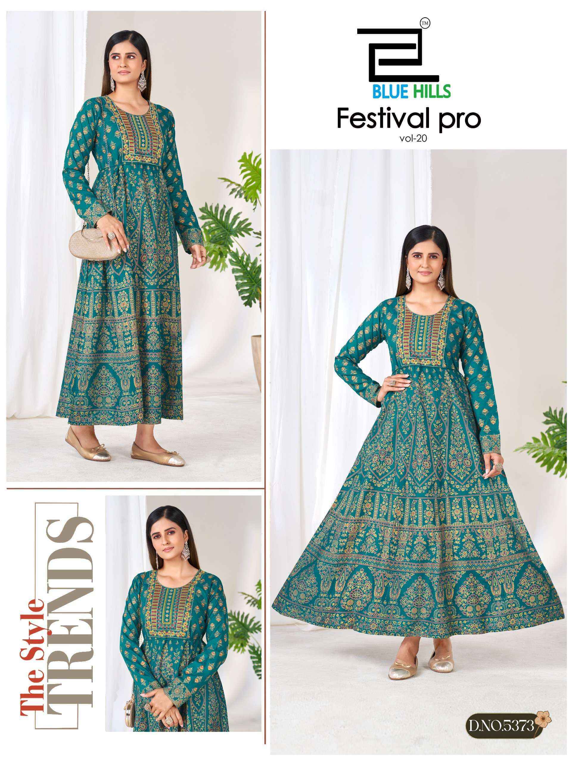 Blue Hills Festival Pro Vol 20 Rayon Anarkali Gown  _ Surat Wholesale Shop ( 6 Pcs Catalog )