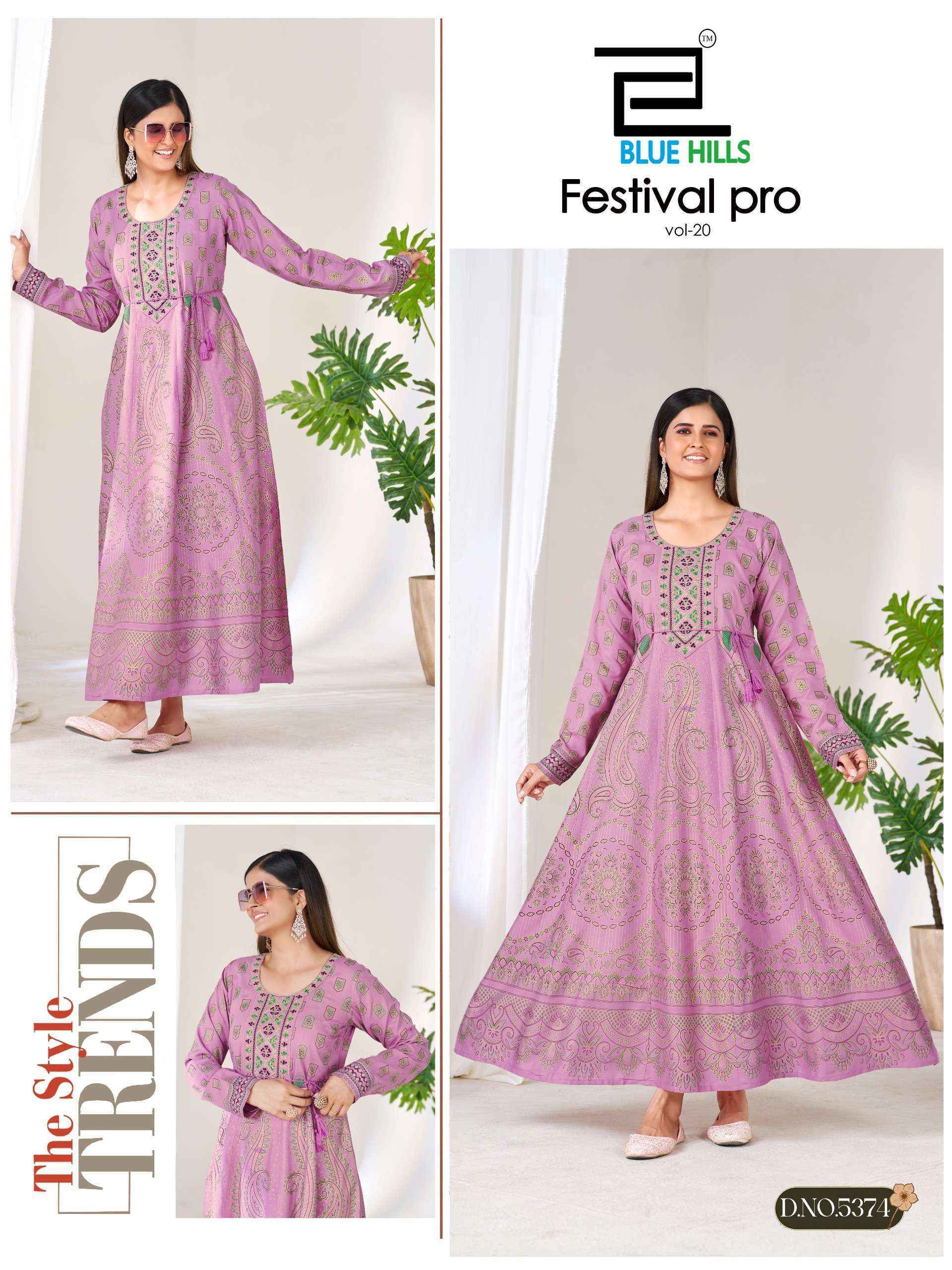 Blue Hills Festival Pro Vol 20 Rayon Anarkali Gown  _ Surat Wholesale Shop ( 6 Pcs Catalog )
