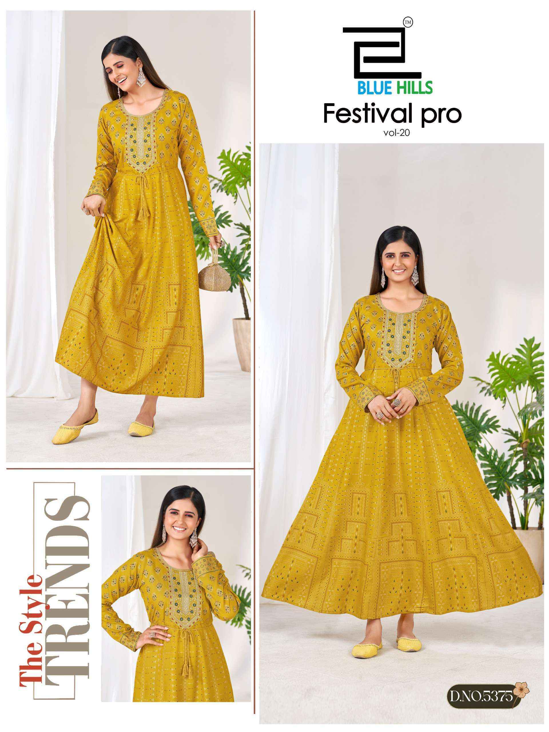 Blue Hills Festival Pro Vol 20 Rayon Anarkali Gown  _ Surat Wholesale Shop ( 6 Pcs Catalog )