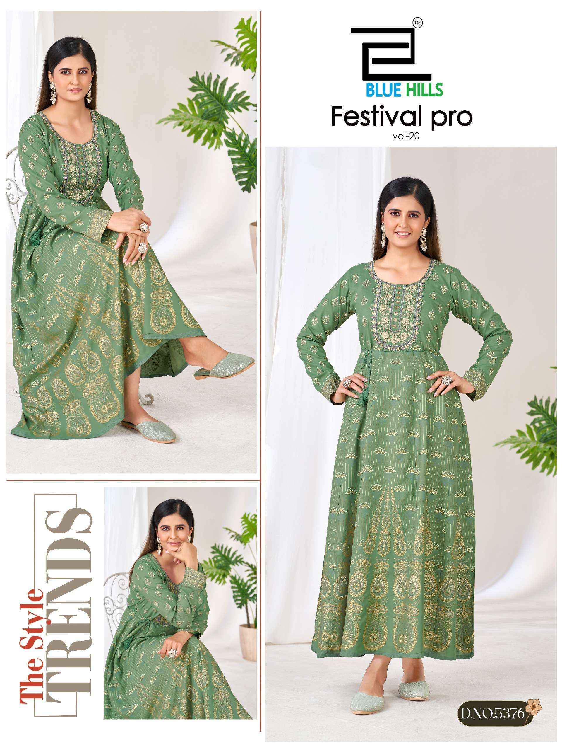 Blue Hills Festival Pro Vol 20 Rayon Anarkali Gown  _ Surat Wholesale Shop ( 6 Pcs Catalog )