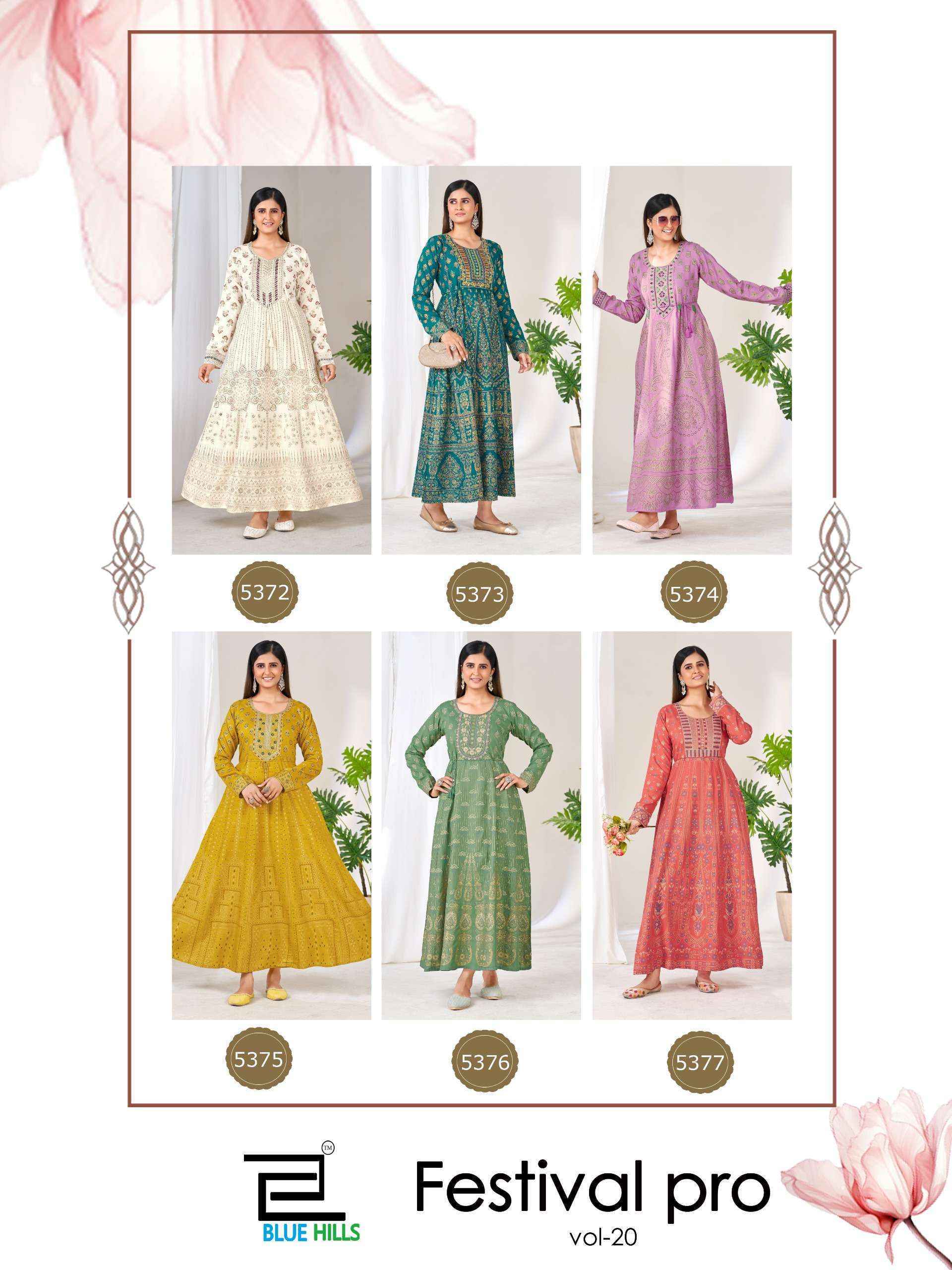 Blue Hills Festival Pro Vol 20 Rayon Anarkali Gown  _ Surat Wholesale Shop ( 6 Pcs Catalog )